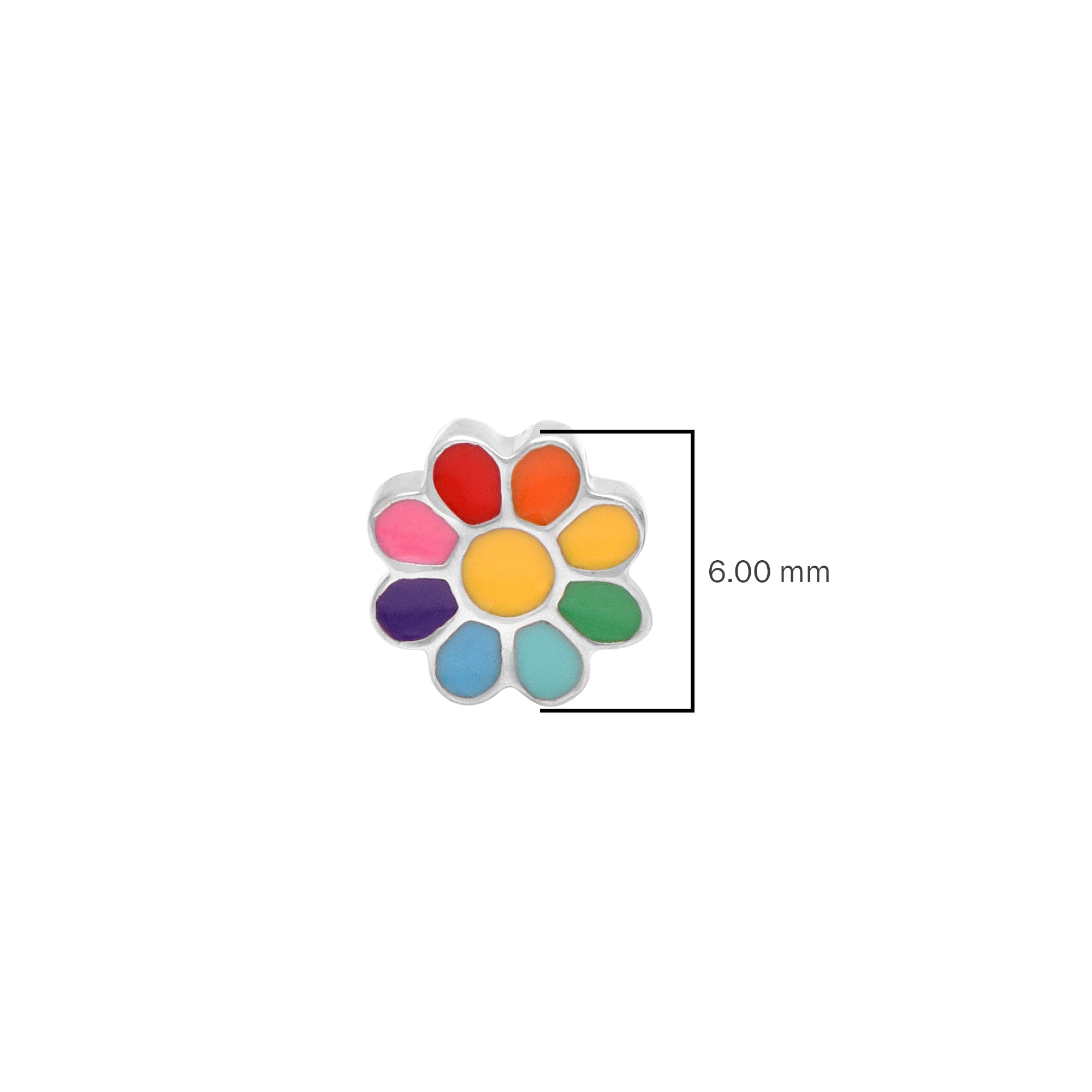Rainbow Enamel Flower Stud Earring – Sterling Silver