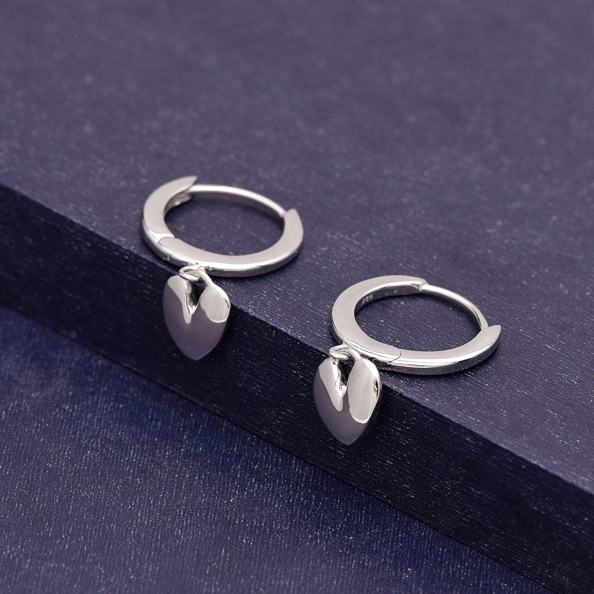 Heart Charm Hoop Earring – Sterling Silver