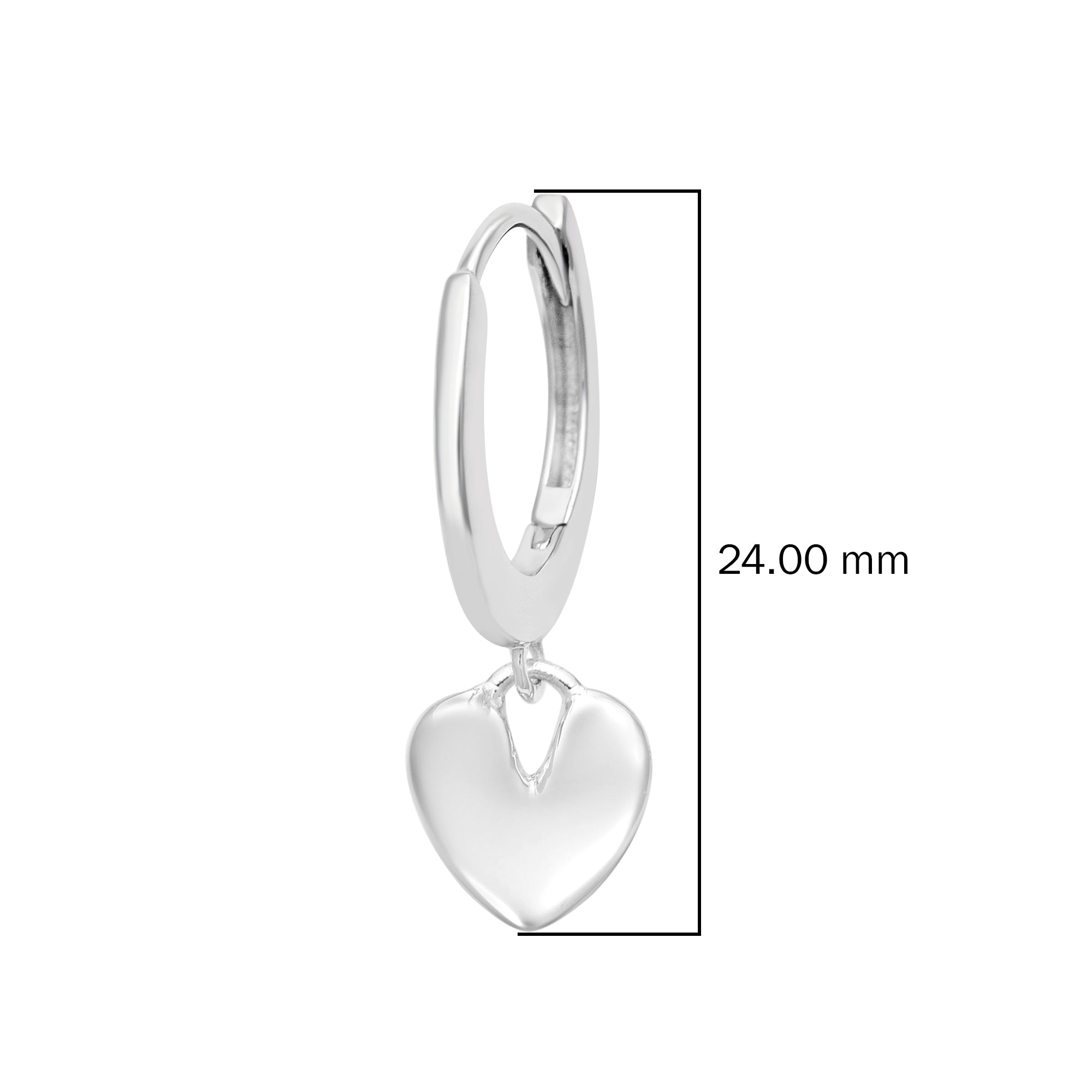Heart Charm Hoop Earring – Sterling Silver