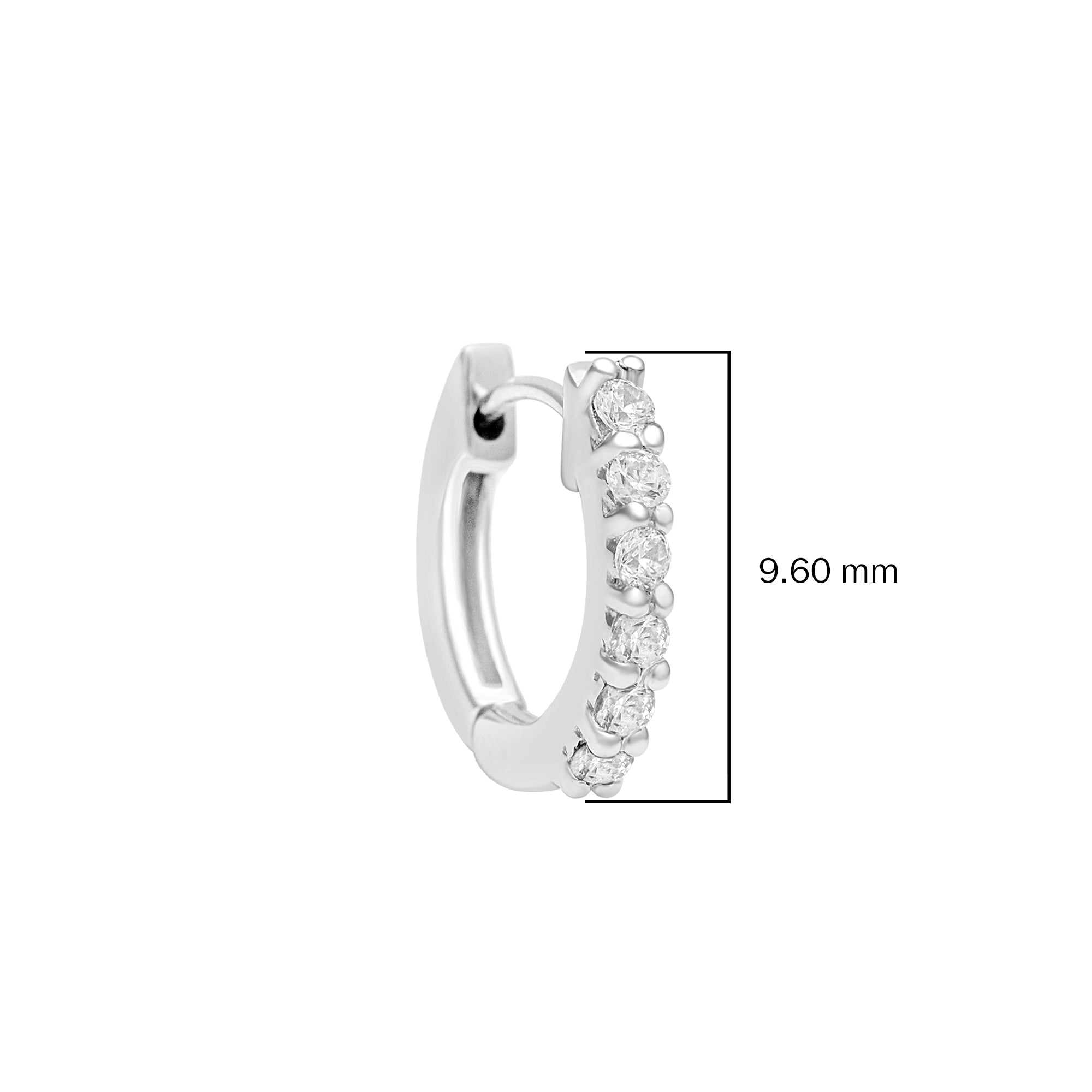 White CZ Round Hoop Earring – Sterling Silver