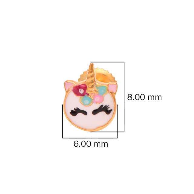 Unicorn Design Enamel Stud Earring – Sterling Silver Gold Plated