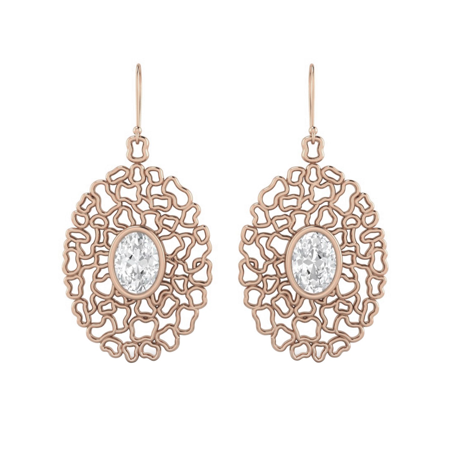 Moissanite Artistic Openwork Design Drop Earrings – Sterling Silver
