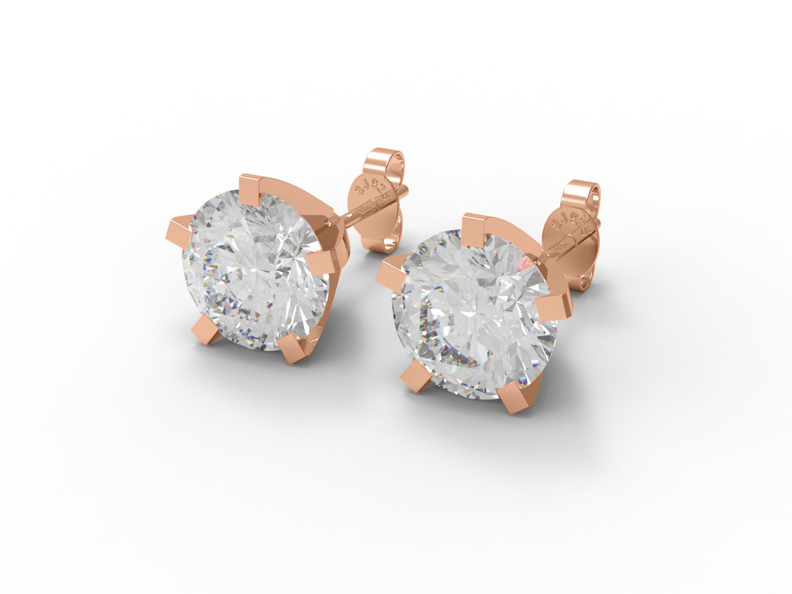 Moissanite Classic 4-Prong Round Stud Earrings - Sterling Silver