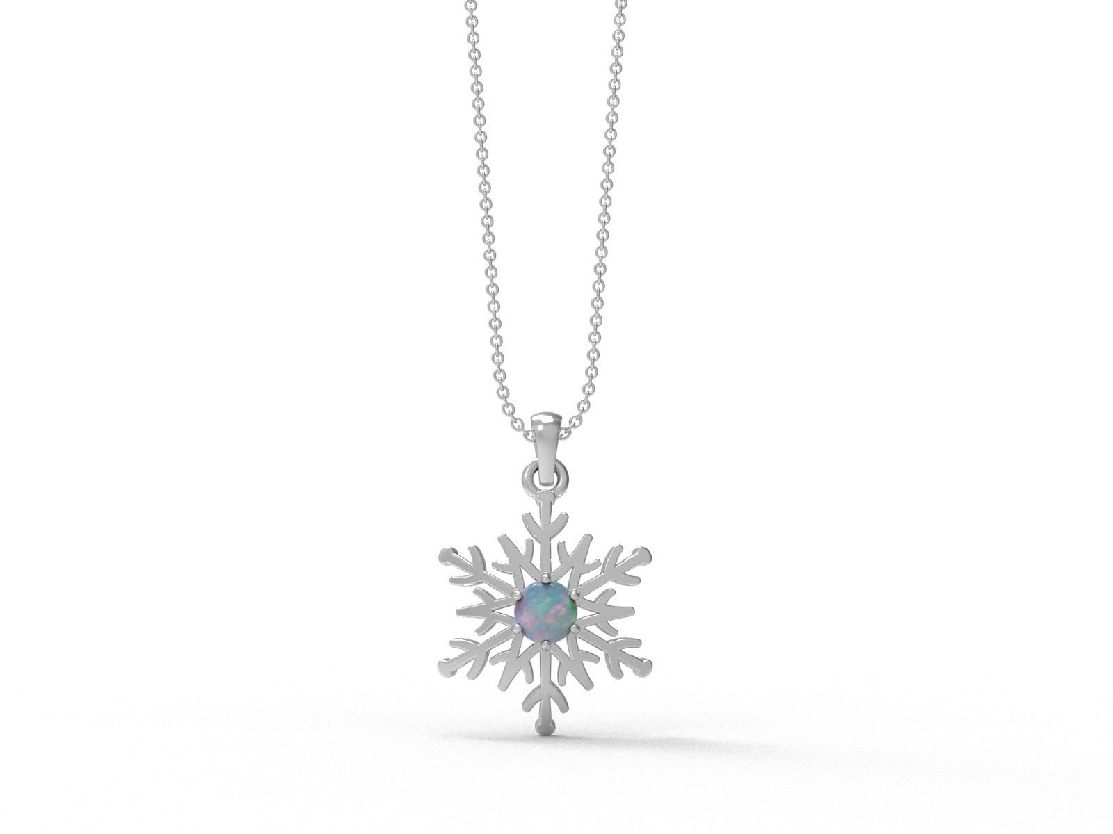 Opal Snowflake Pendant Necklace - Sterling Silver