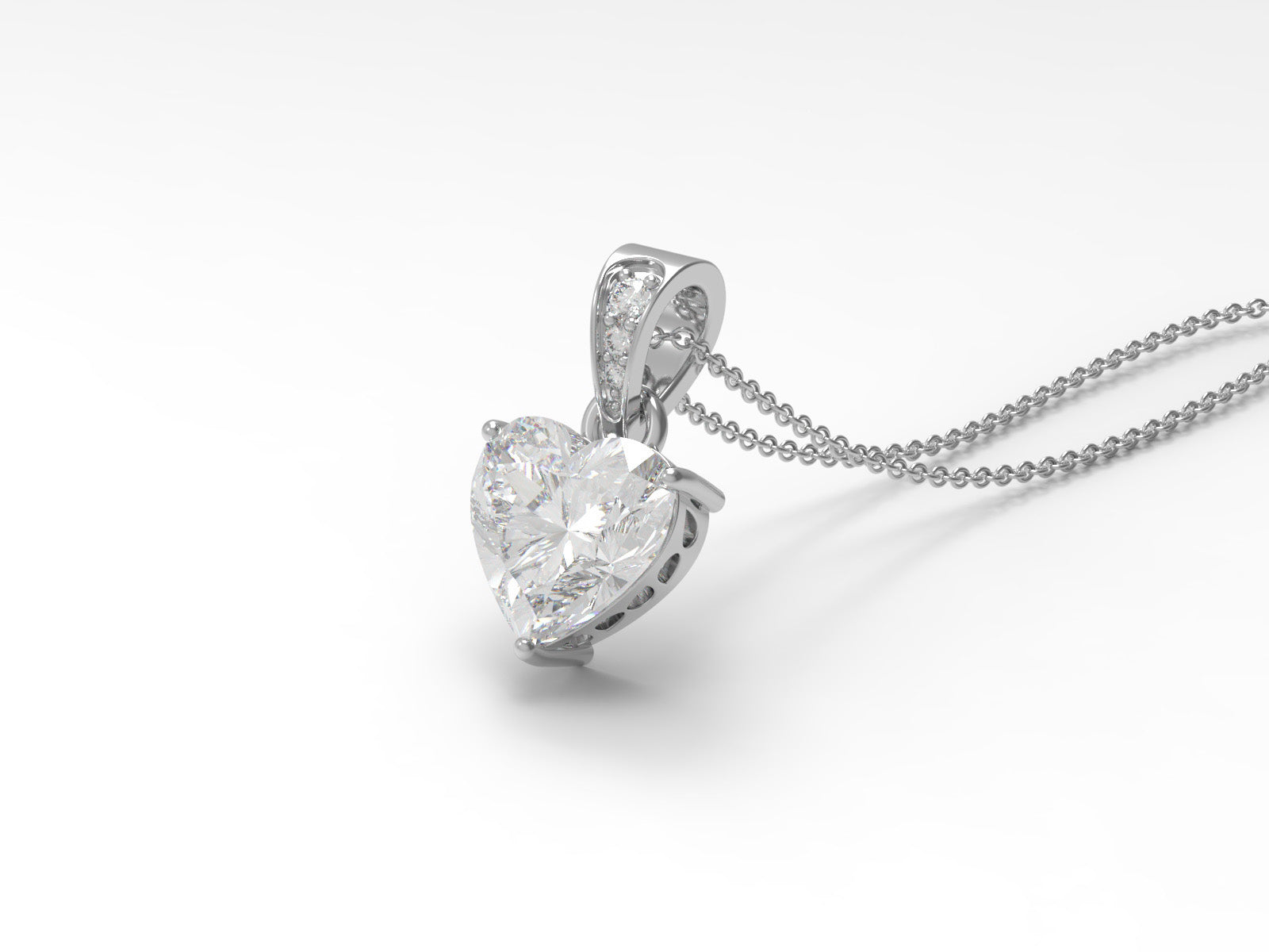 Moissanite Heart Shape Solitaire Necklace - Sterling Silver
