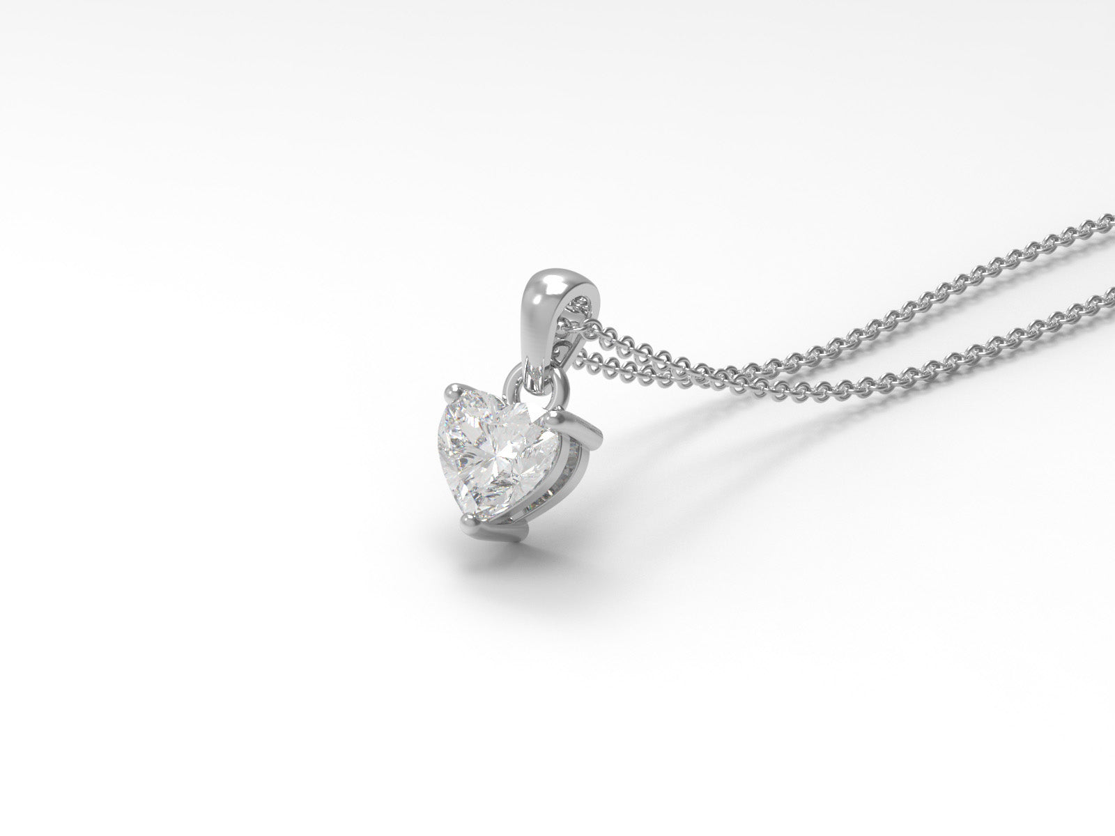 Moissanite Heart Solitaire Nacklace - Sterling Silver