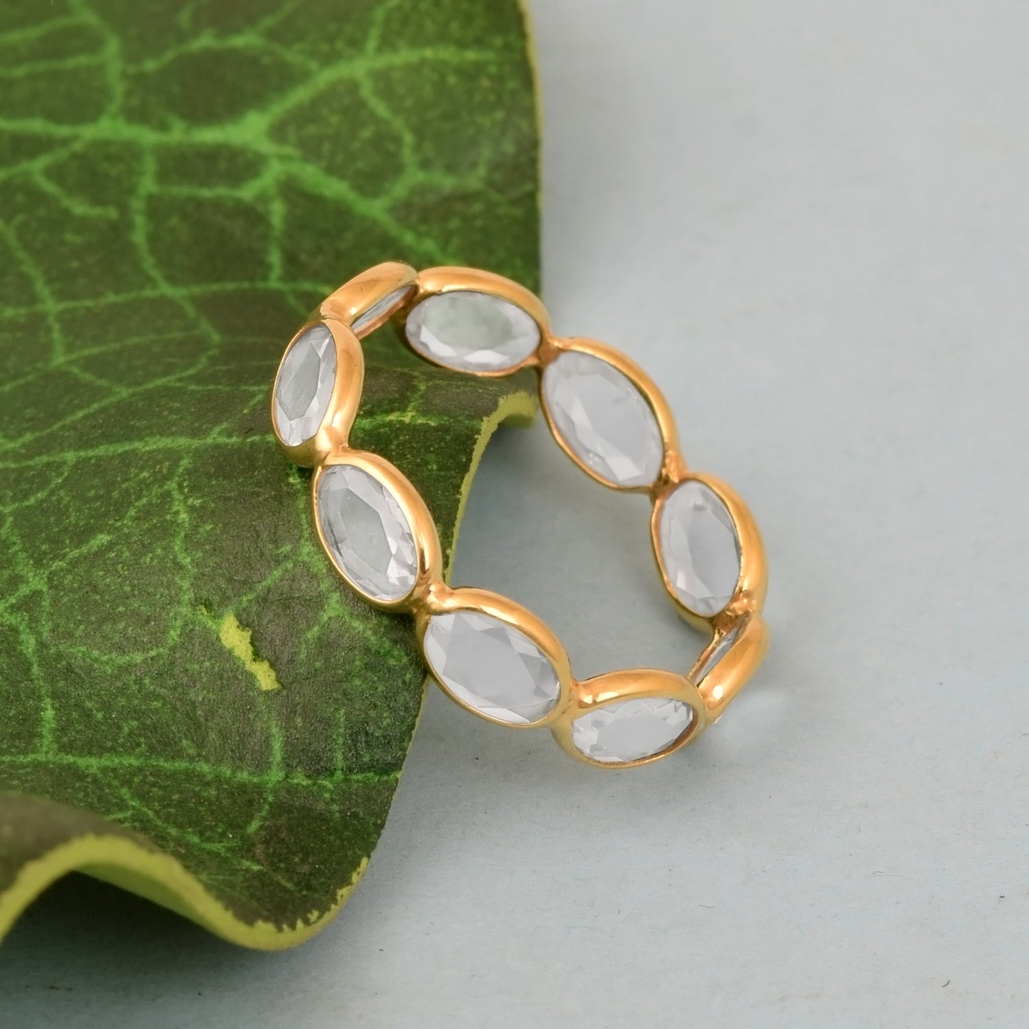 Solid Sterling Silver Eternal 0.45Ctw Simulated Diamonds Eternity Ring - Kimaya INC