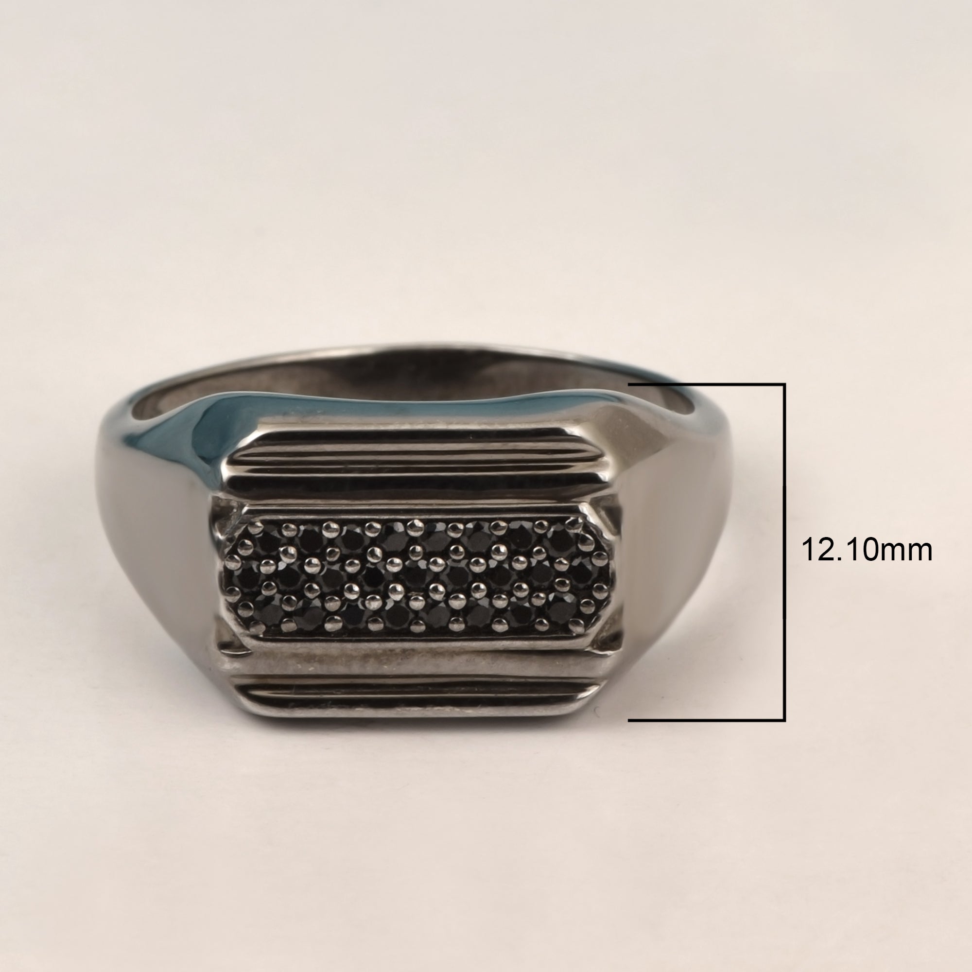 Mens Black Spinel Rings Solid 925 Sterling Silver Round Black Spinel Signet Rings - Kimaya INC