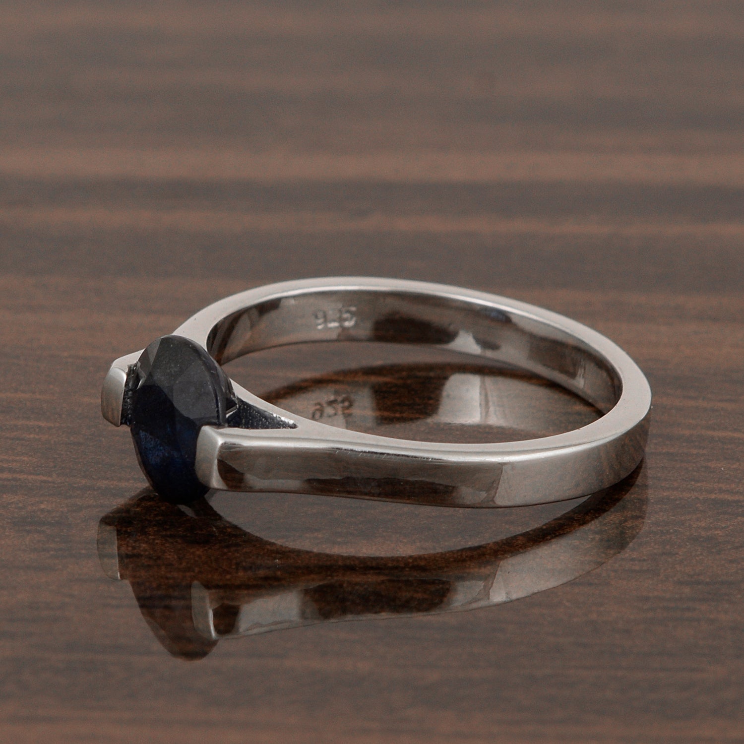 7mm Round Blue Sapphire Open Prong Ring for Women in 925 Sterling Silver - Kimaya INC