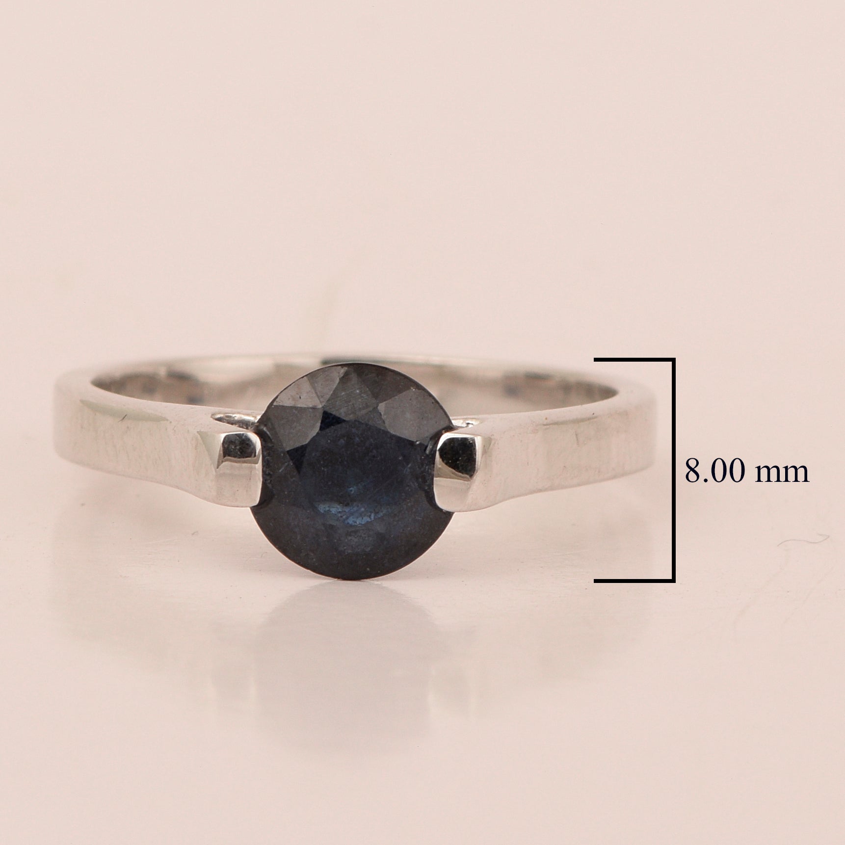 7mm Round Blue Sapphire Open Prong Ring for Women in 925 Sterling Silver - Kimaya INC
