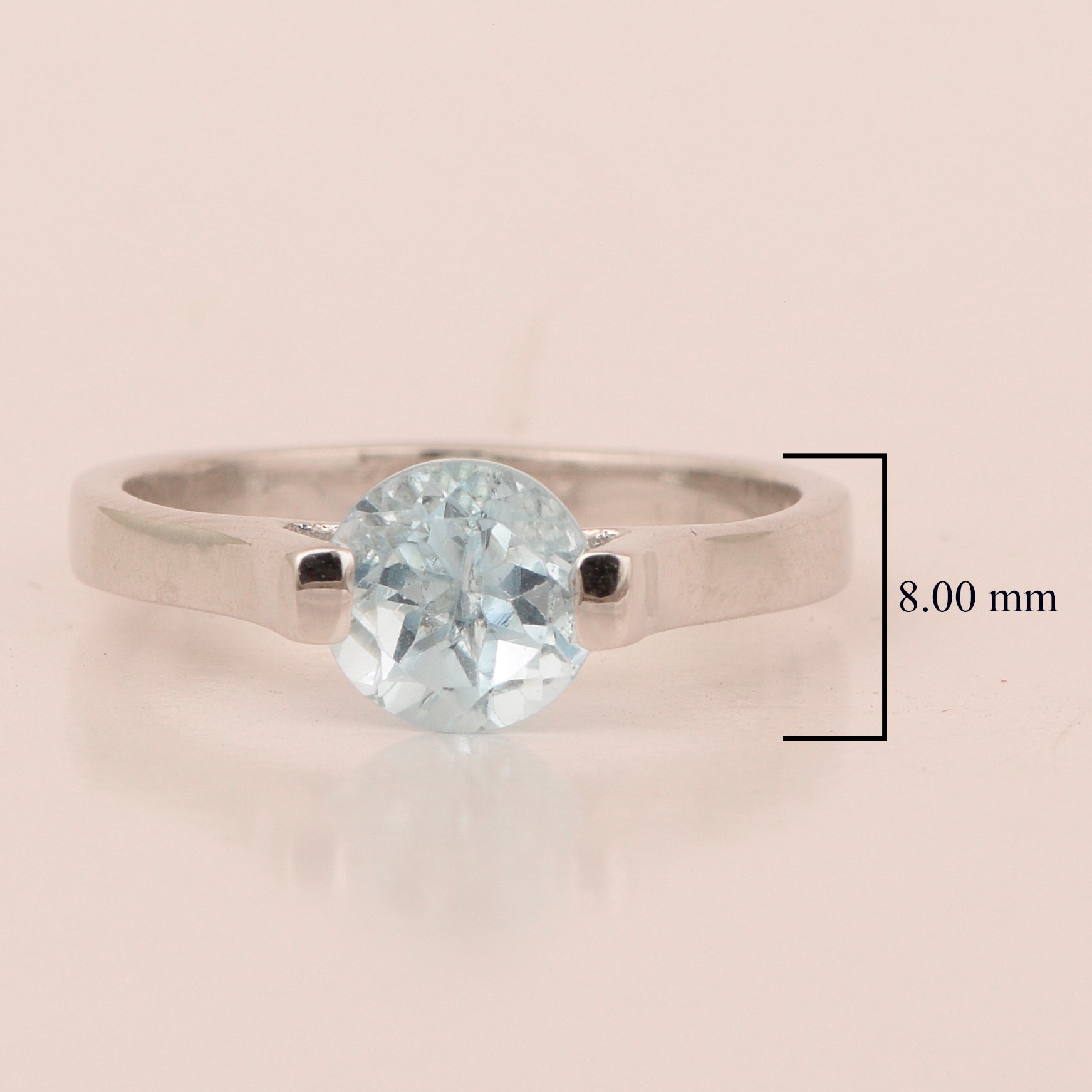 7mm Round Blue Topaz Open Prong Ring for Women in 925 Sterling Silver - Kimaya INC