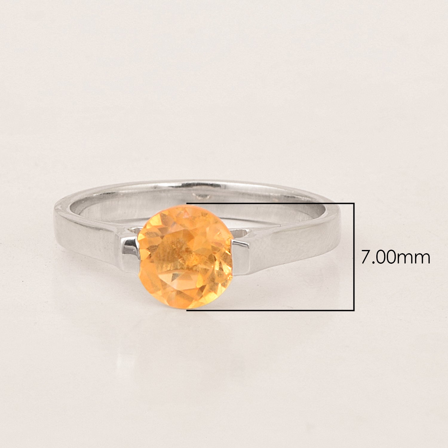 7mm Round Citrine Open Prong Ring for Women in 925 Sterling Silver - Kimaya INC