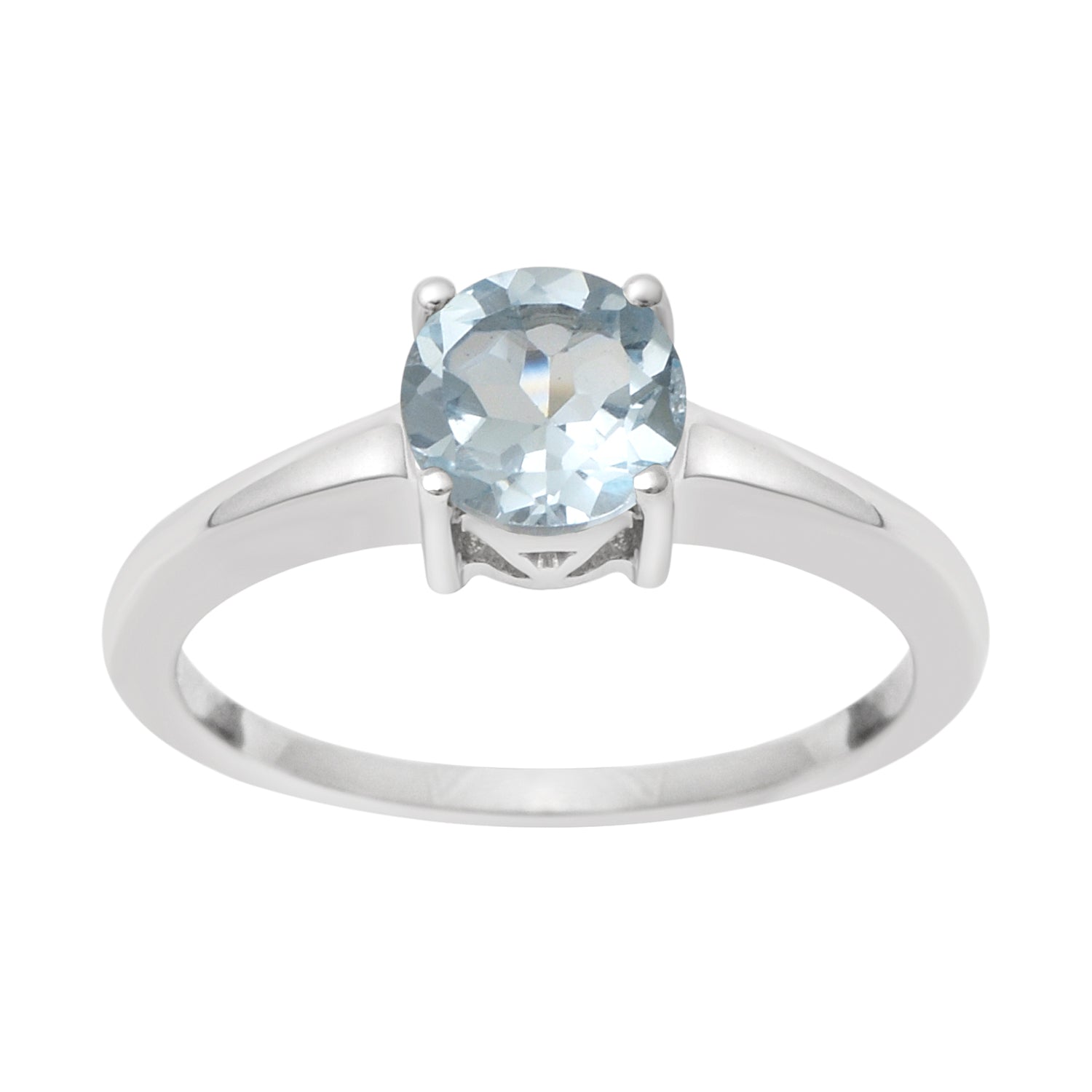 925 Sterling Silver Round 6 MM Blue Topaz Solitaire Women Ring - Kimaya INC