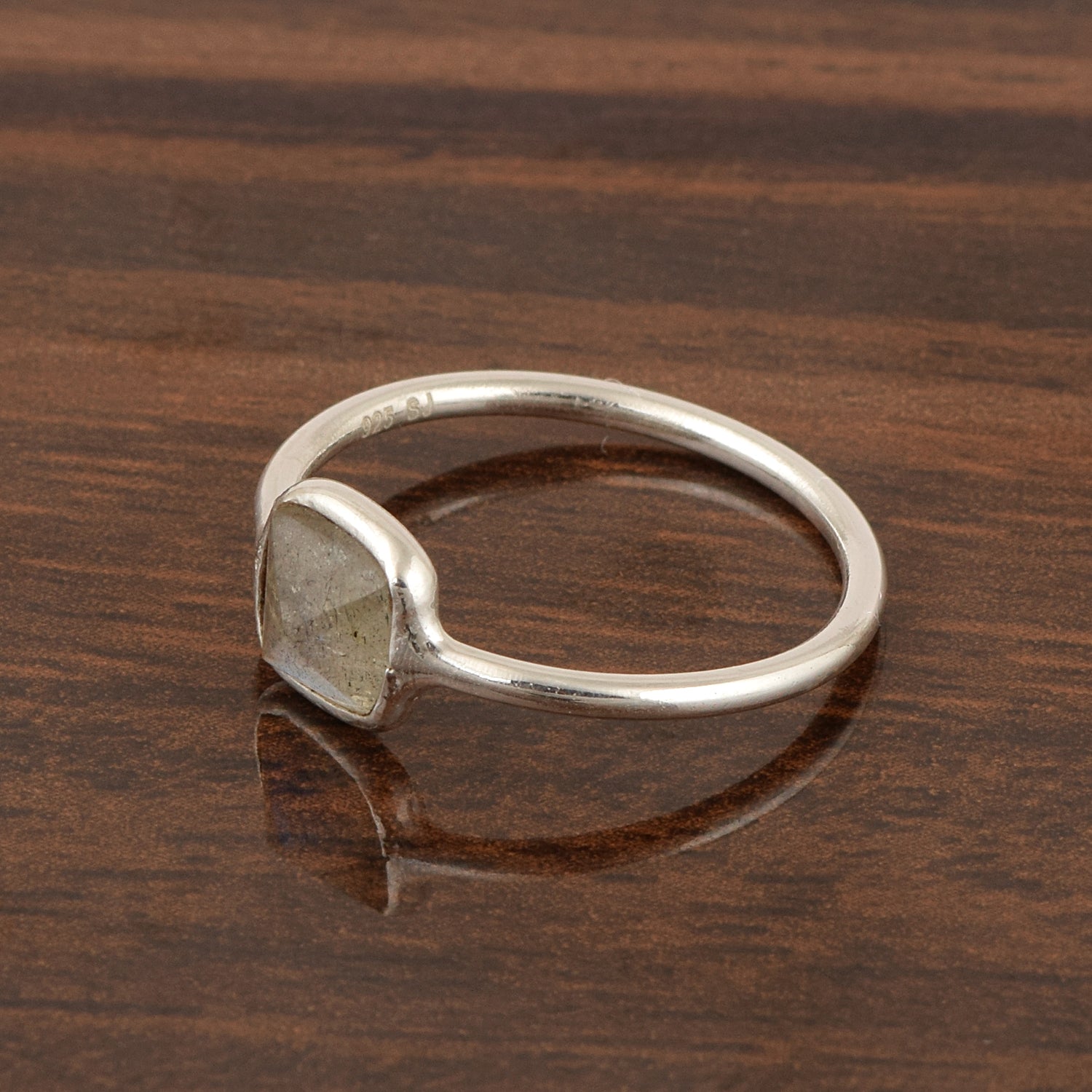 925 Sterling Silver Cushion 10mm Labradorite Gemstone Stackable Band Ring - Kimaya INC