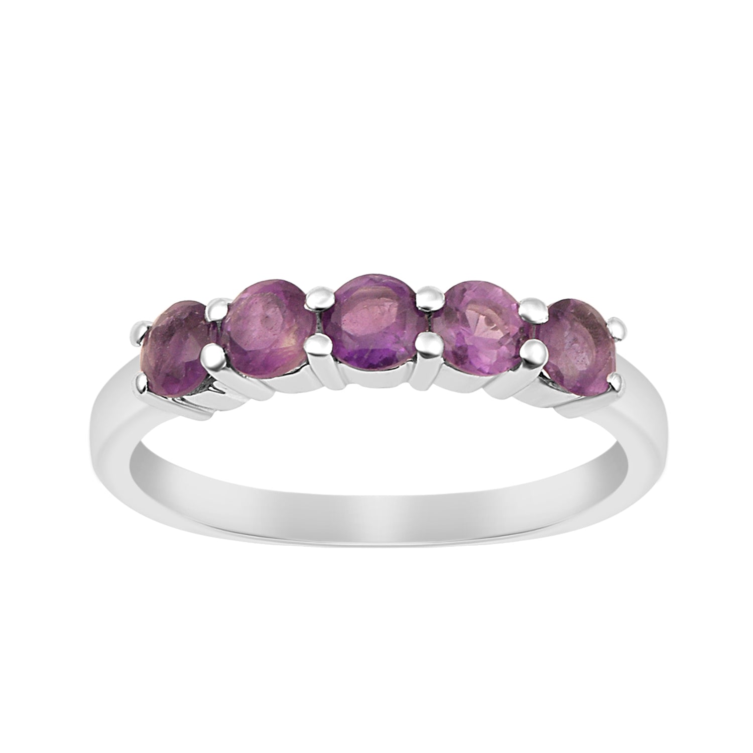 Half-Eternity Amethyst Gemstone Stackable Women Wedding Ring - Kimaya INC