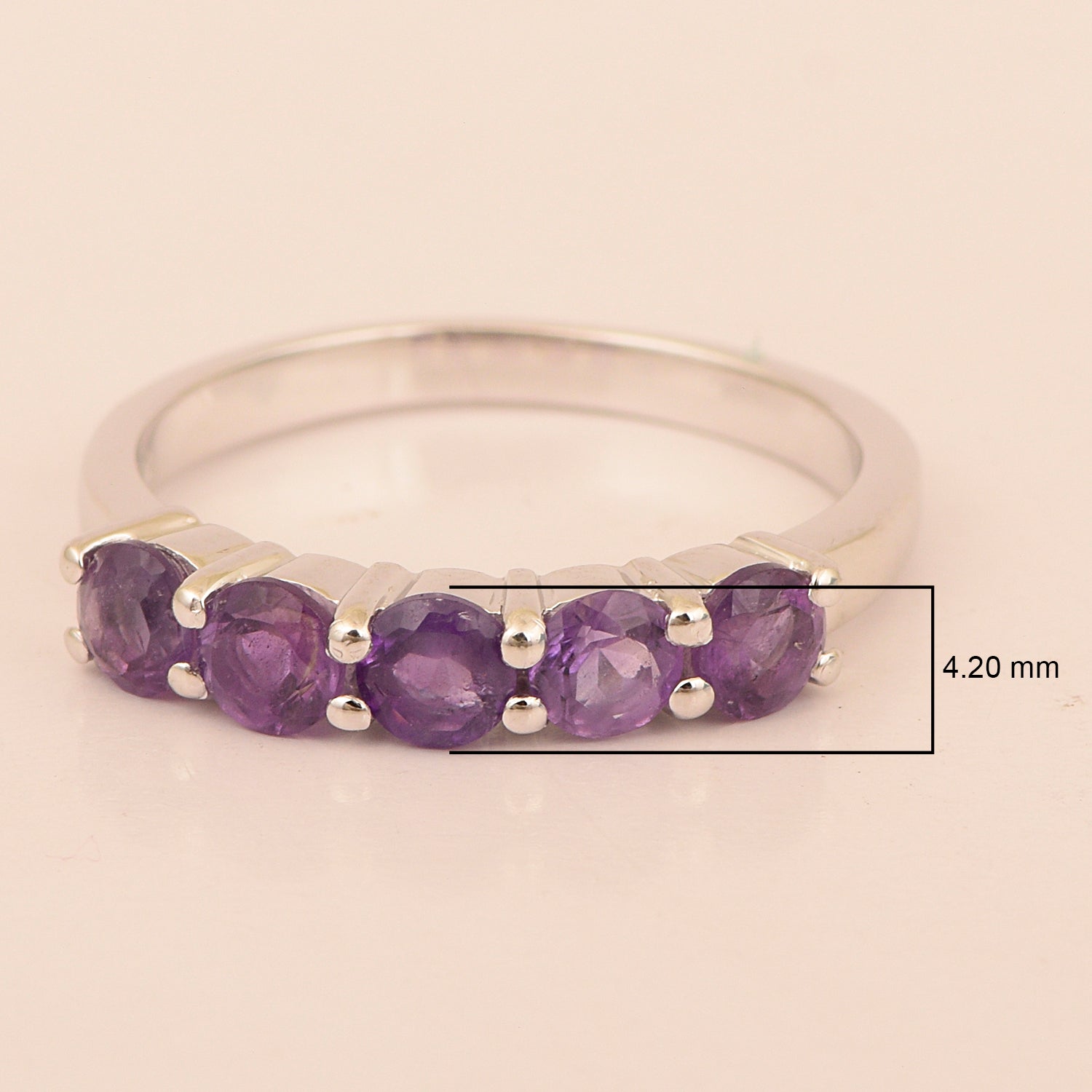 Half-Eternity Amethyst Gemstone Stackable Women Wedding Ring - Kimaya INC