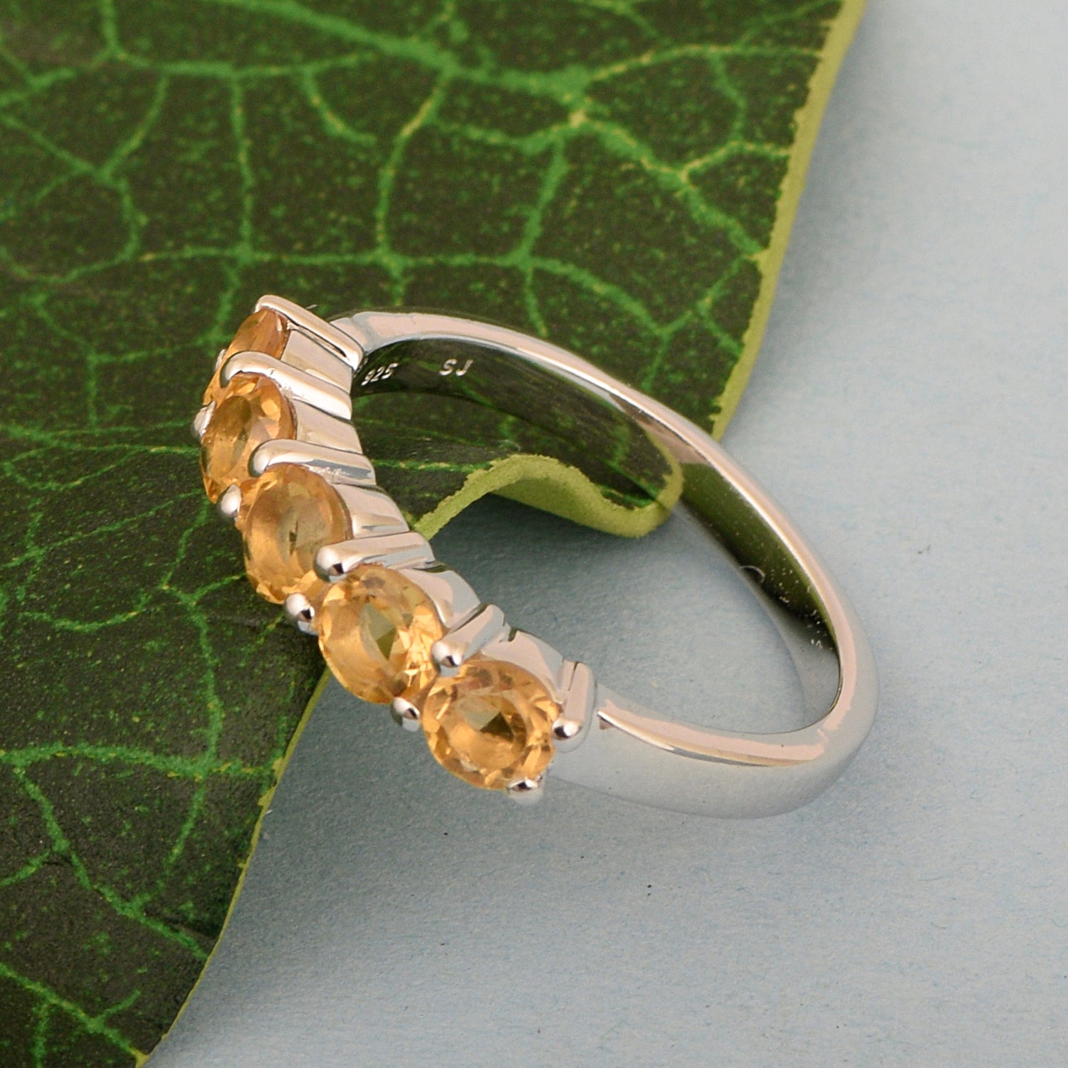 Half-Eternity Citrine Gemstone Stackable Women Wedding Ring - Kimaya INC