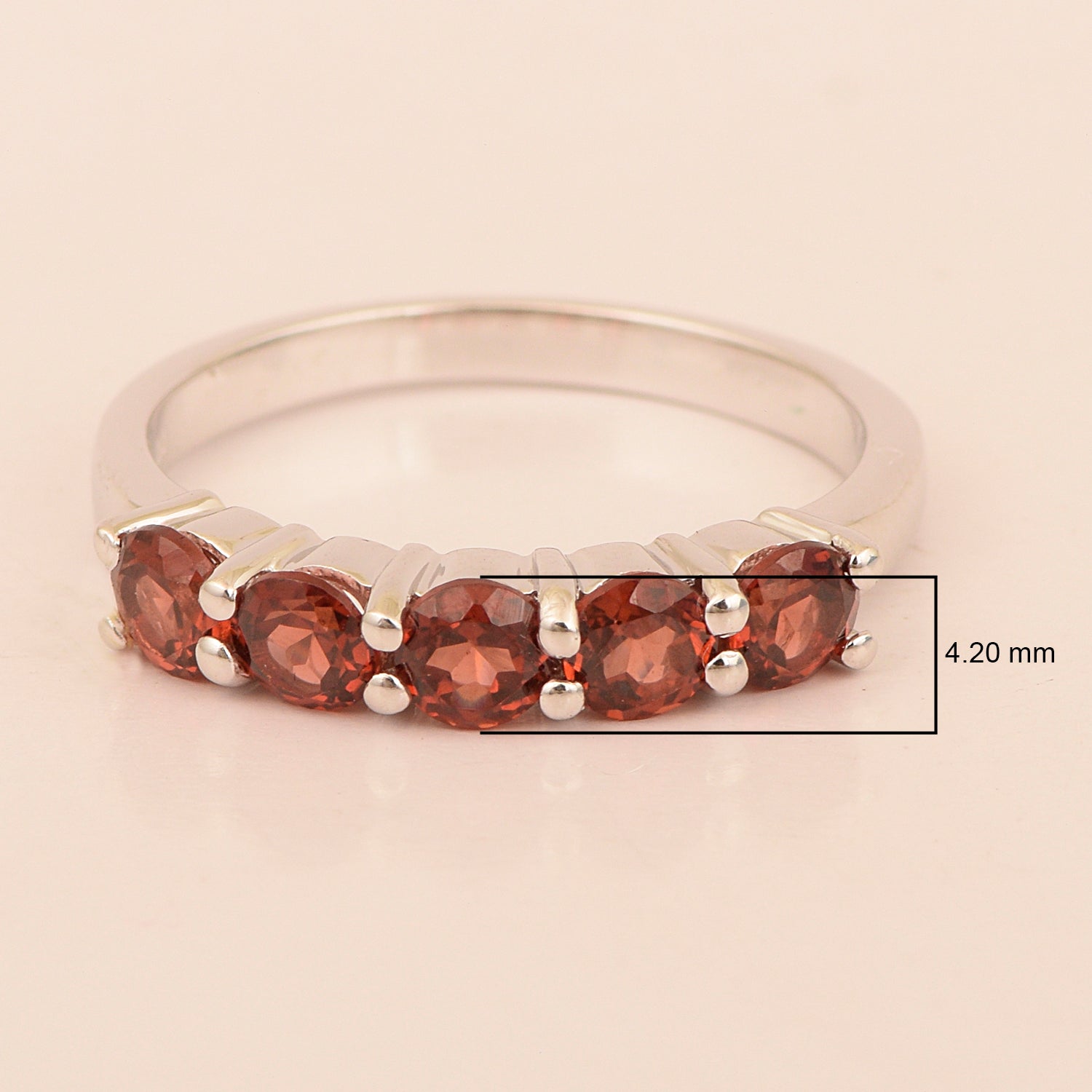 Half-Eternity Garnet Gemstone Stackable Women Wedding Ring - Kimaya INC