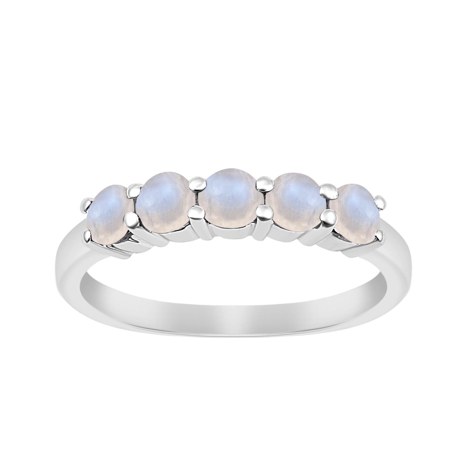 Half-Eternity Moonstone Gemstone Stackable Women Wedding Ring - Kimaya INC