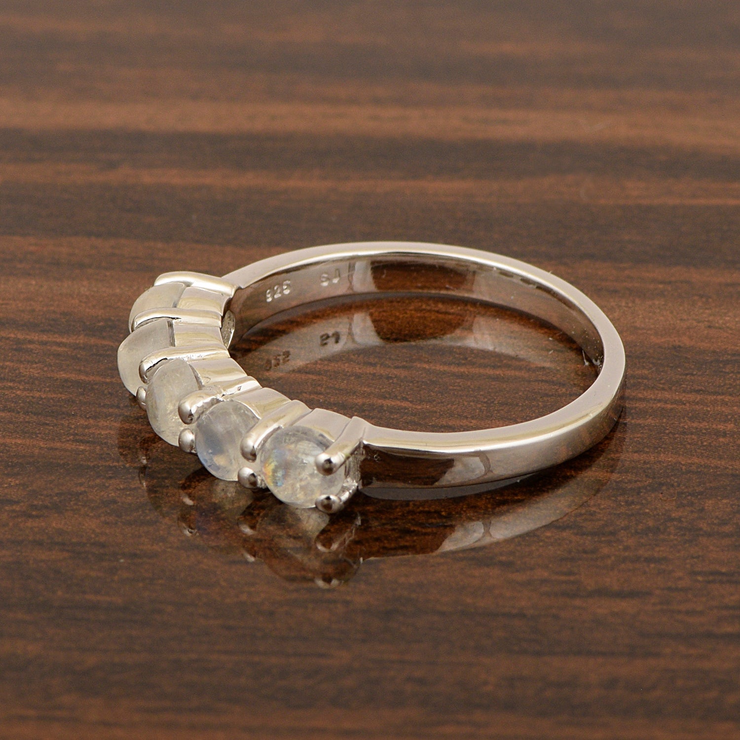 Half-Eternity Moonstone Gemstone Stackable Women Wedding Ring - Kimaya INC