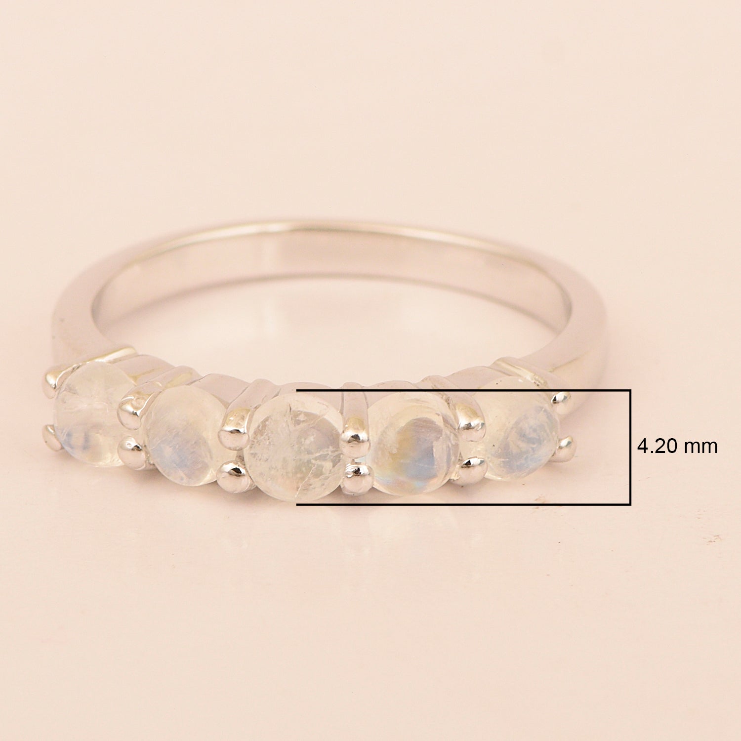 Half-Eternity Moonstone Gemstone Stackable Women Wedding Ring - Kimaya INC