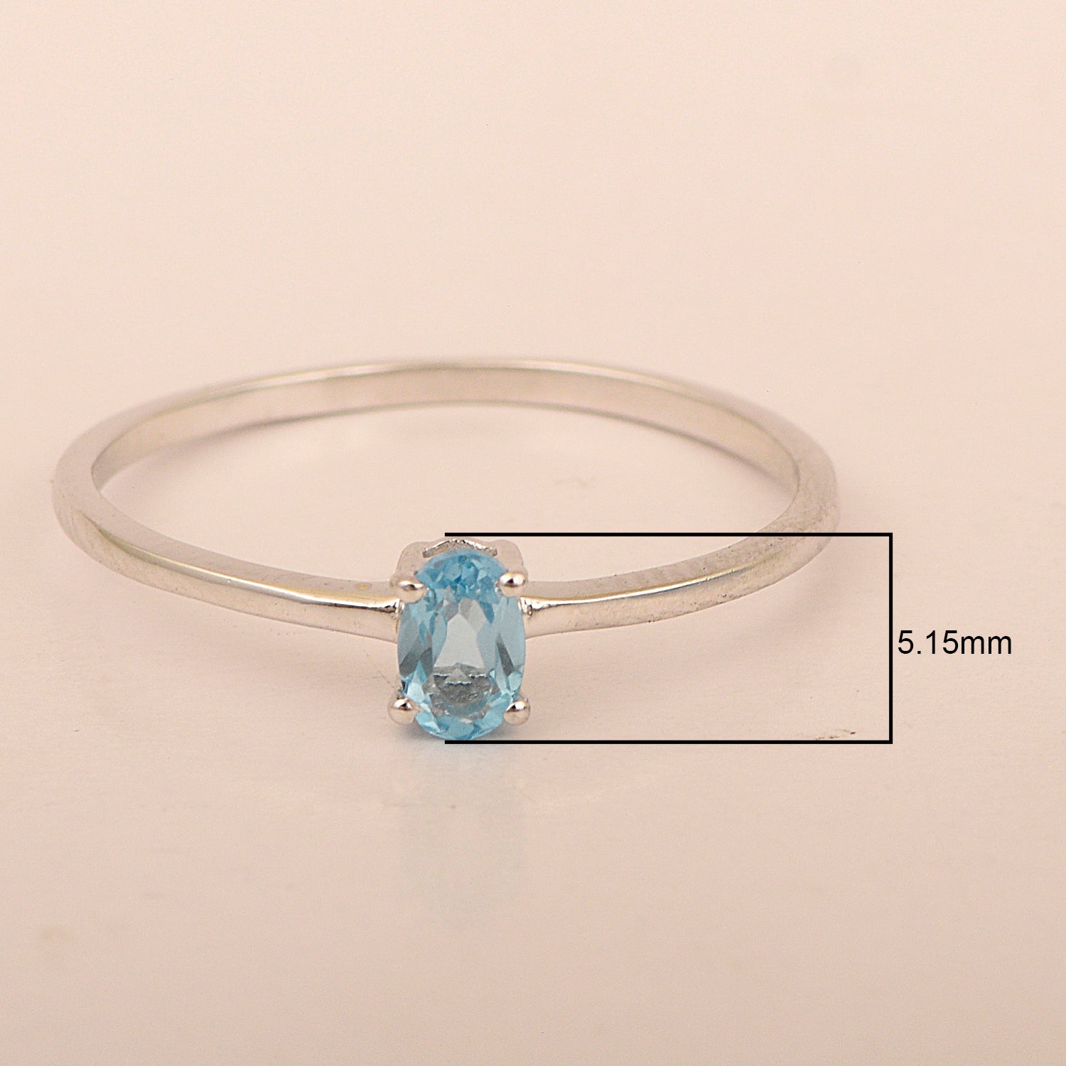 Dainty 925 Sterling Silver Stackable Oval-Shaped Aquamarine Women Ring - Kimaya INC