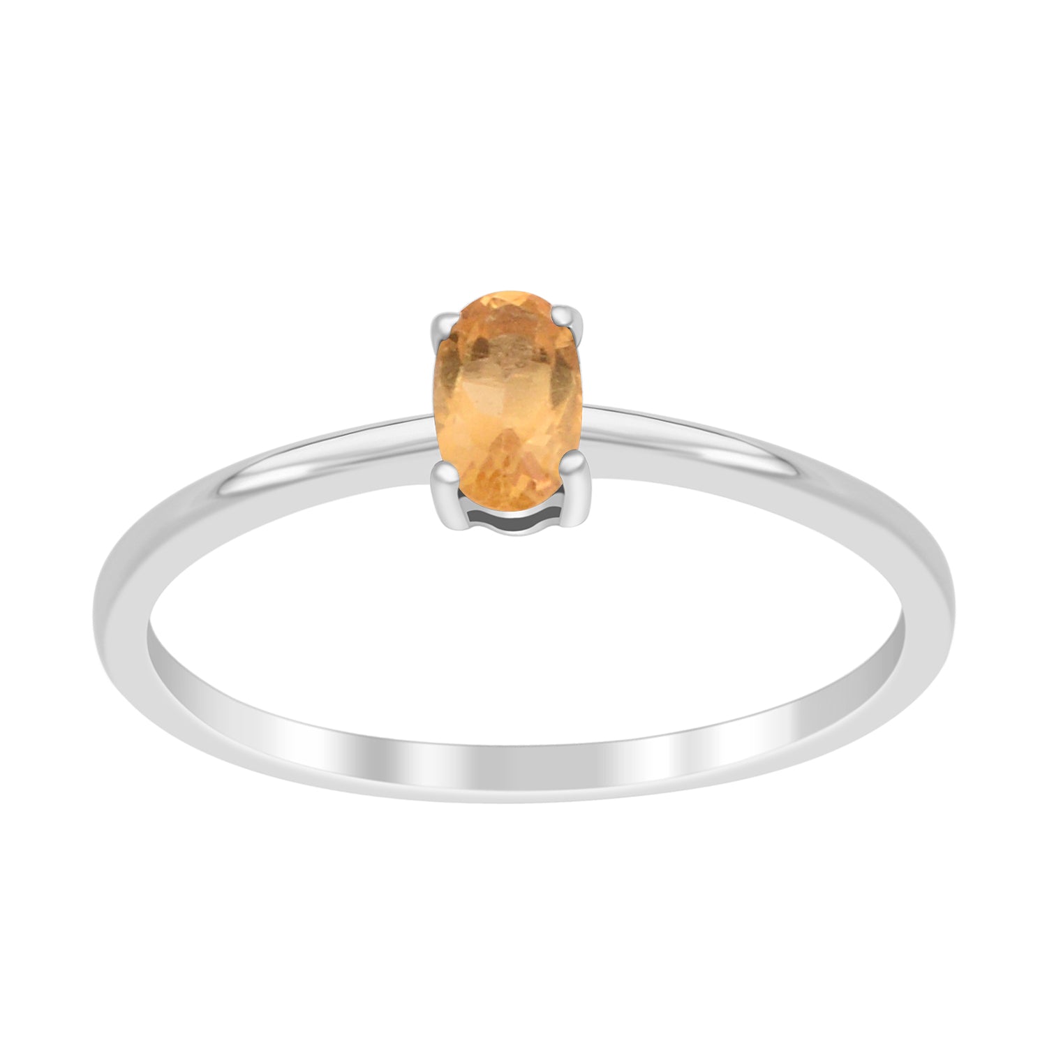 Dainty 925 Sterling Silver Stackable Oval-Shaped Citrine Women Ring - Kimaya INC