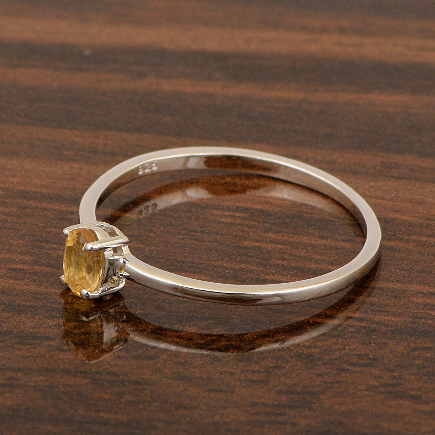 Dainty 925 Sterling Silver Stackable Oval-Shaped Citrine Women Ring - Kimaya INC
