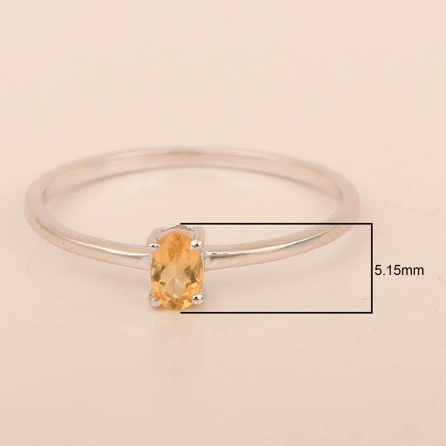 Dainty 925 Sterling Silver Stackable Oval-Shaped Citrine Women Ring - Kimaya INC