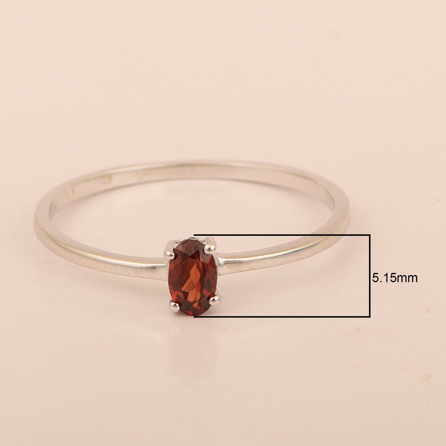 Dainty 925 Sterling Silver Stackable Oval-Shaped Garnet Women Ring - Kimaya INC