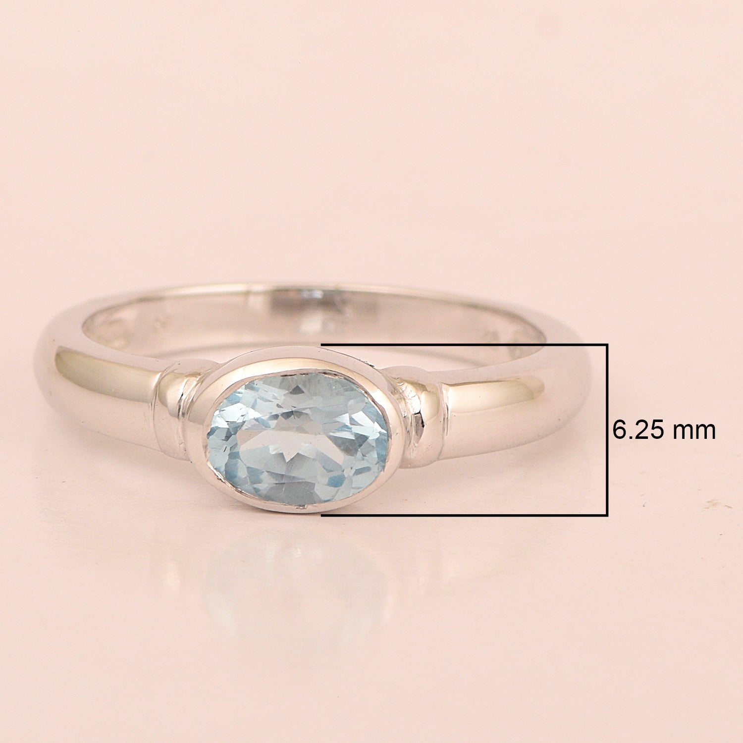 Dainty 925 Sterling Silver Stackable Oval-Shaped 1 Ctw Aquamarine Women Ring - Kimaya INC