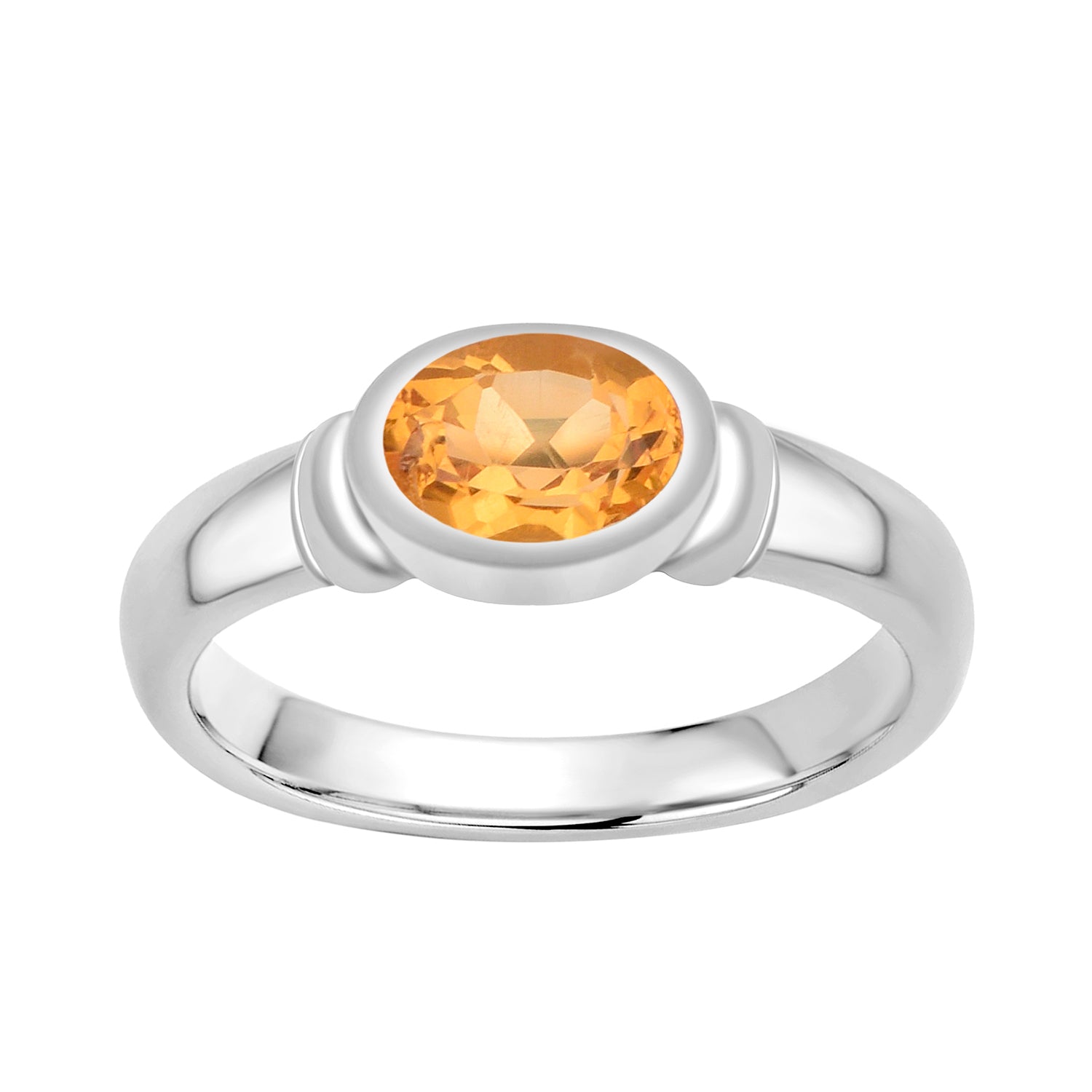 Dainty 925 Sterling Silver Stackable Oval-Shaped 1 Ctw Citrine Women Ring - Kimaya INC