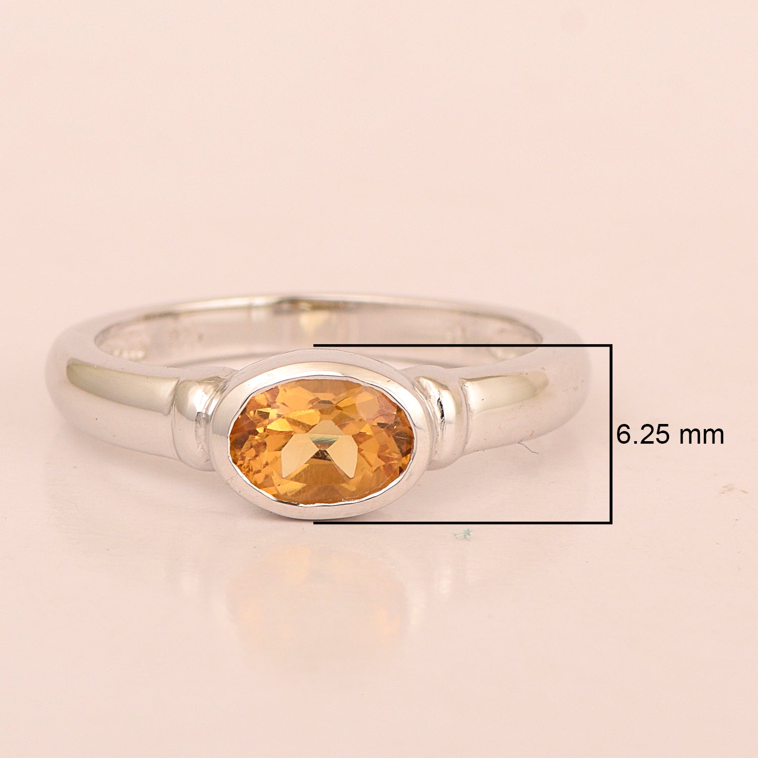 Dainty 925 Sterling Silver Stackable Oval-Shaped 1 Ctw Citrine Women Ring - Kimaya INC