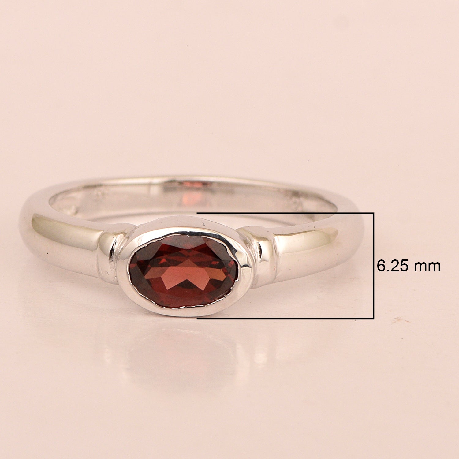 Dainty 925 Sterling Silver Stackable Oval-Shaped 1 Ctw Garnet Women Ring - Kimaya INC