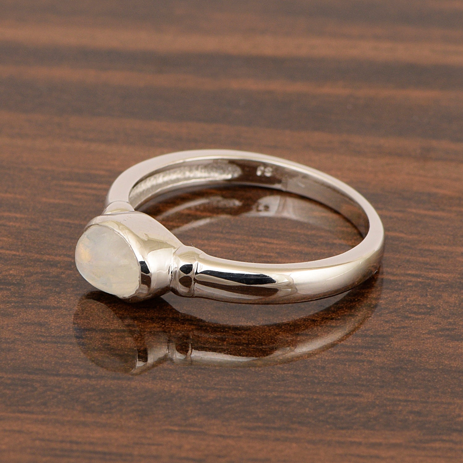 Dainty 925 Sterling Silver Stackable Oval-Shaped 1 Ctw Moonstone Women Ring - Kimaya INC