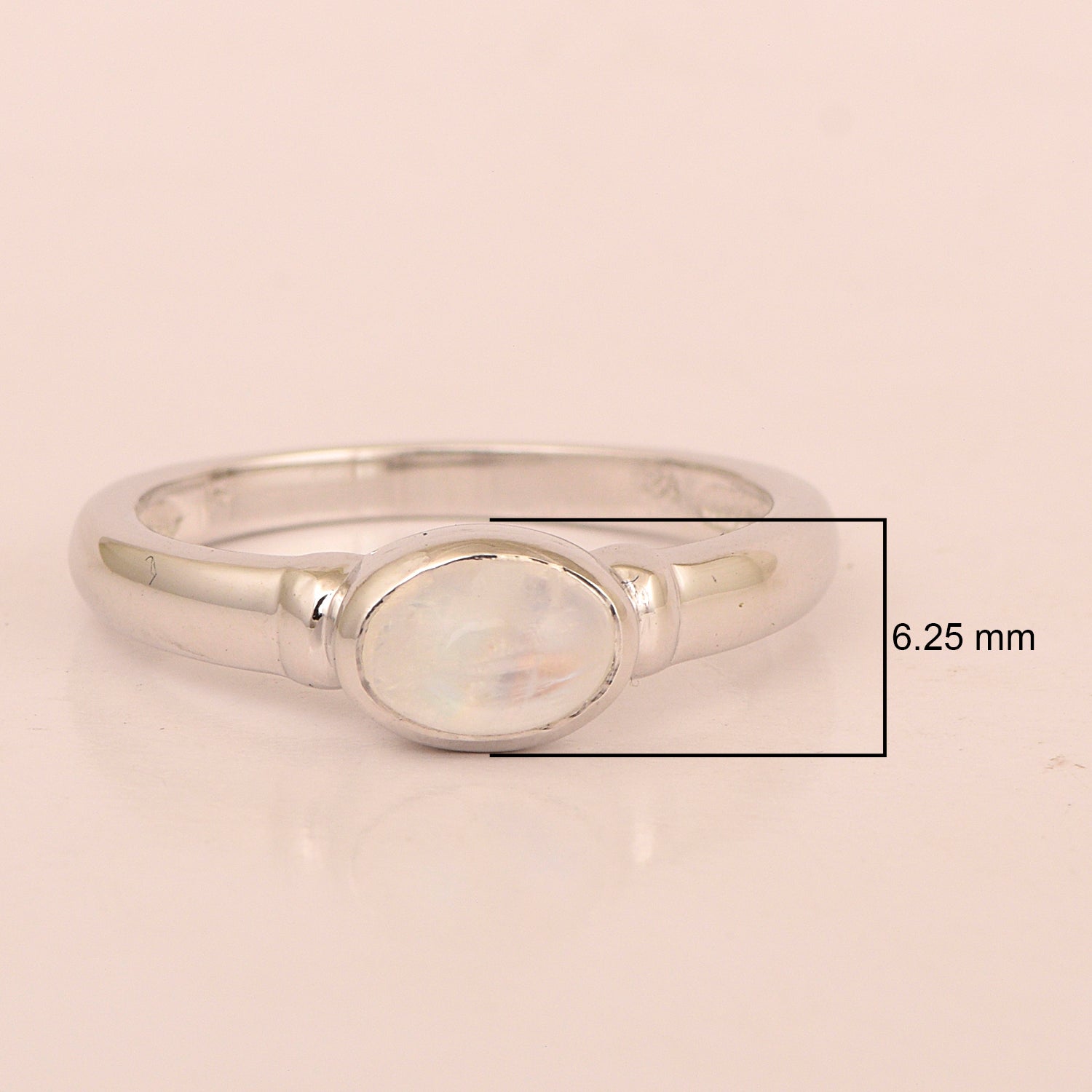 Dainty 925 Sterling Silver Stackable Oval-Shaped 1 Ctw Moonstone Women Ring - Kimaya INC
