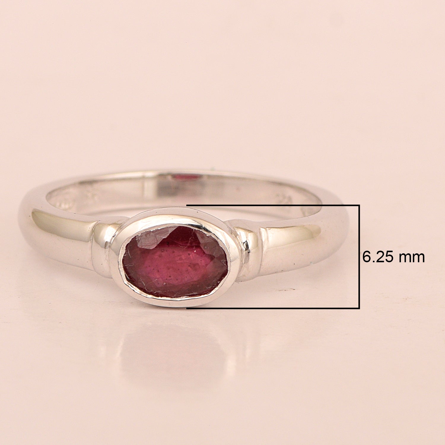 Dainty 925 Sterling Silver Stackable Oval-Shaped 1 Ctw Ruby Women Ring - Kimaya INC