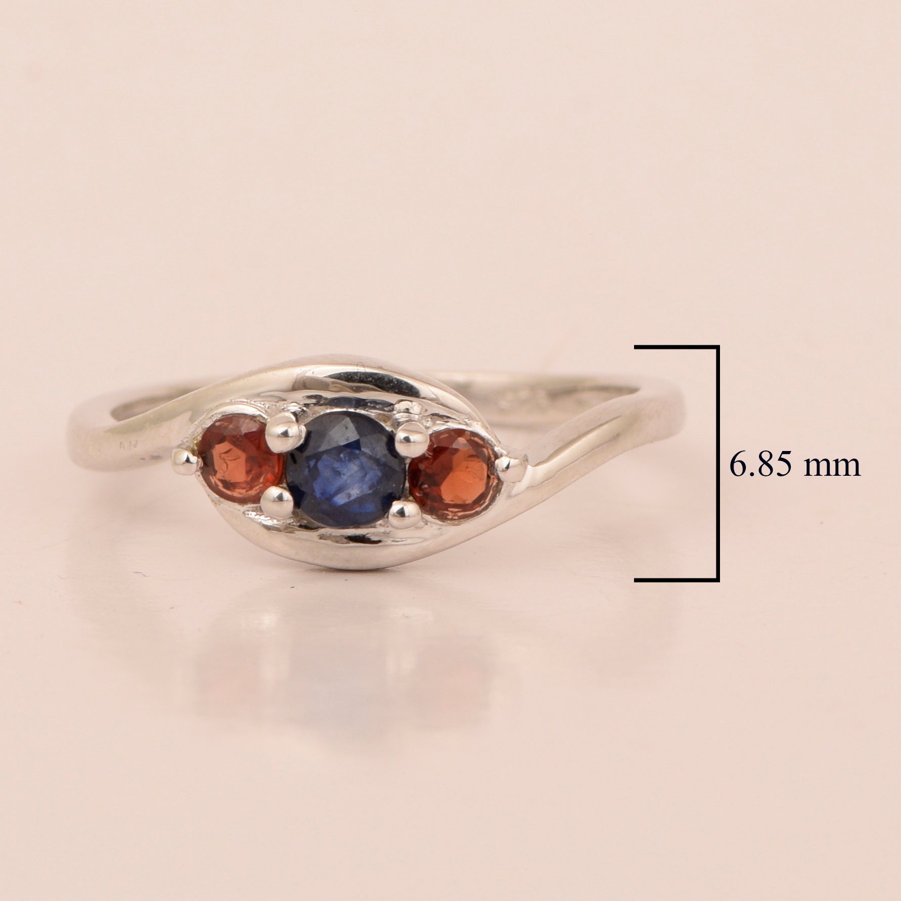 925 Sterling Silver Three-Stone Oval 1.35 Ctw Aquamarine Women's Ring - Kimaya INC