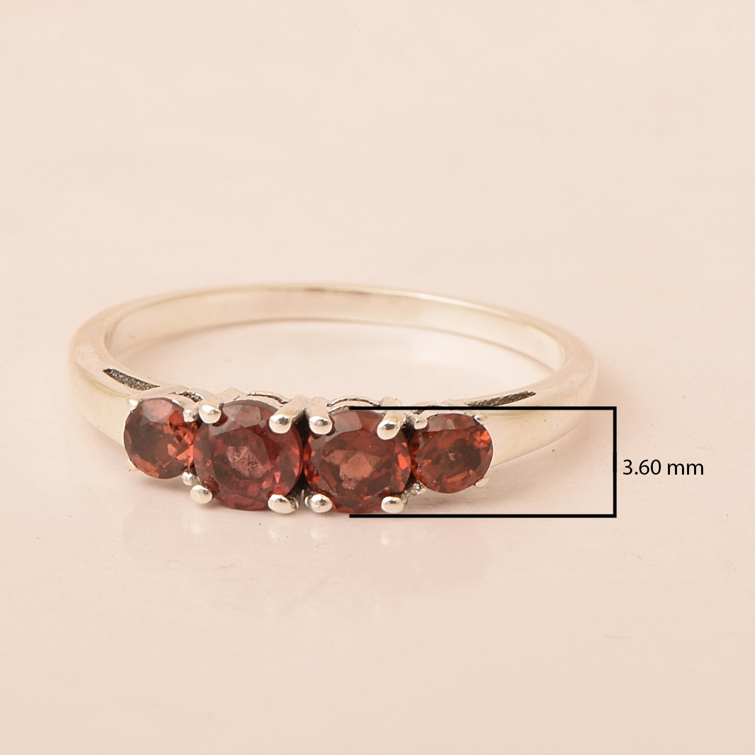 Round Cut 3.85 Carat Garnet Gemstone 925 Sterling Silver Women Engagement Ring - Kimaya INC