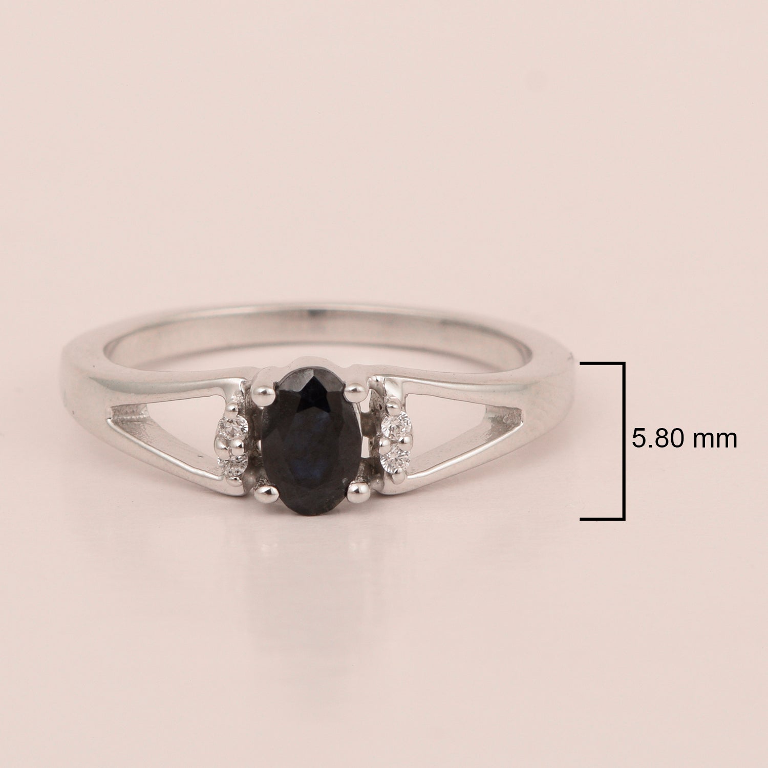 Classic Oval 6X4 MM Black Spinel Solitaire Engagement 925 Sterling Silver Rings for Women - Kimaya INC