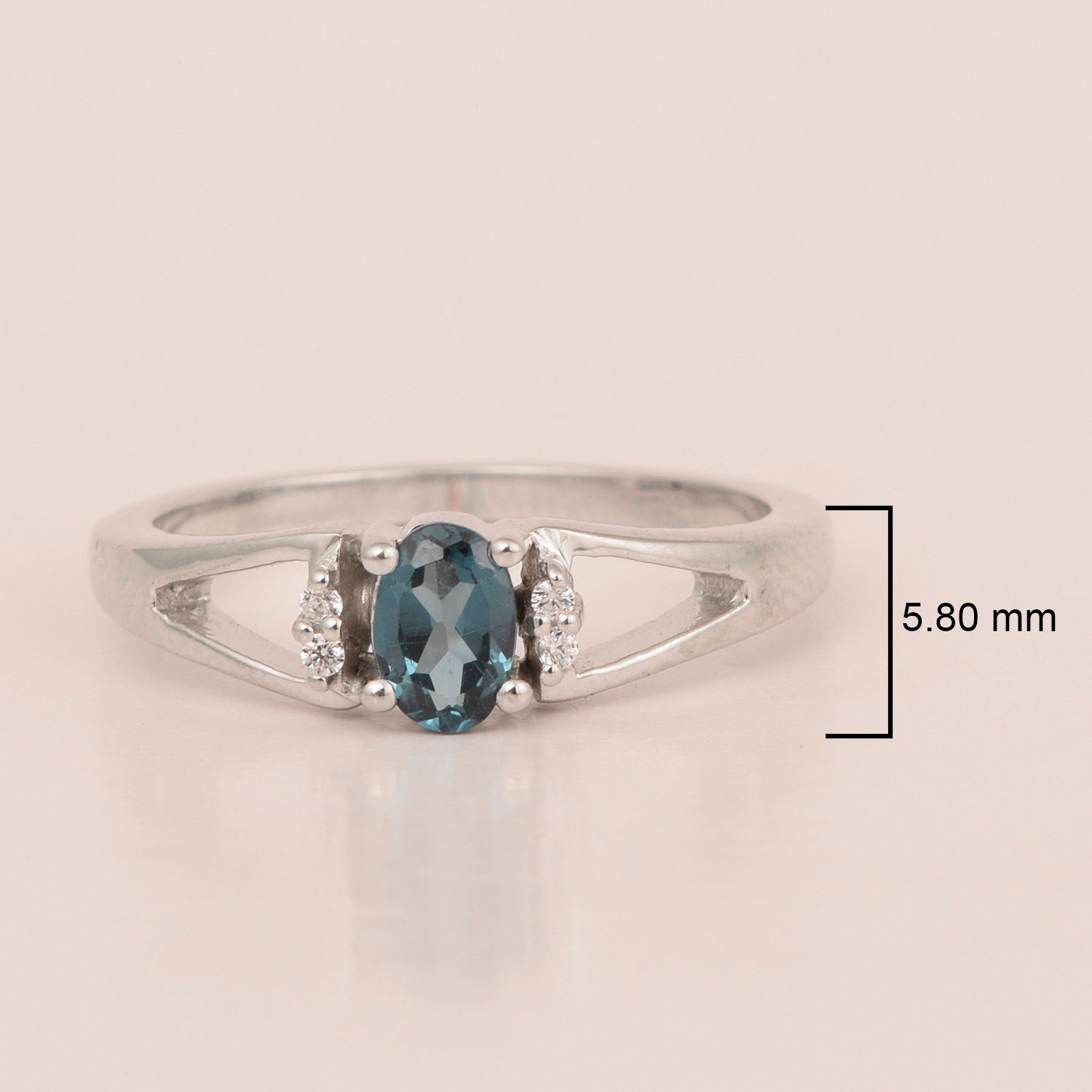 Classic Oval 6X4 MM London Blue Topaz Solitaire Engagement 925 Sterling Silver Rings for Women - Kimaya INC