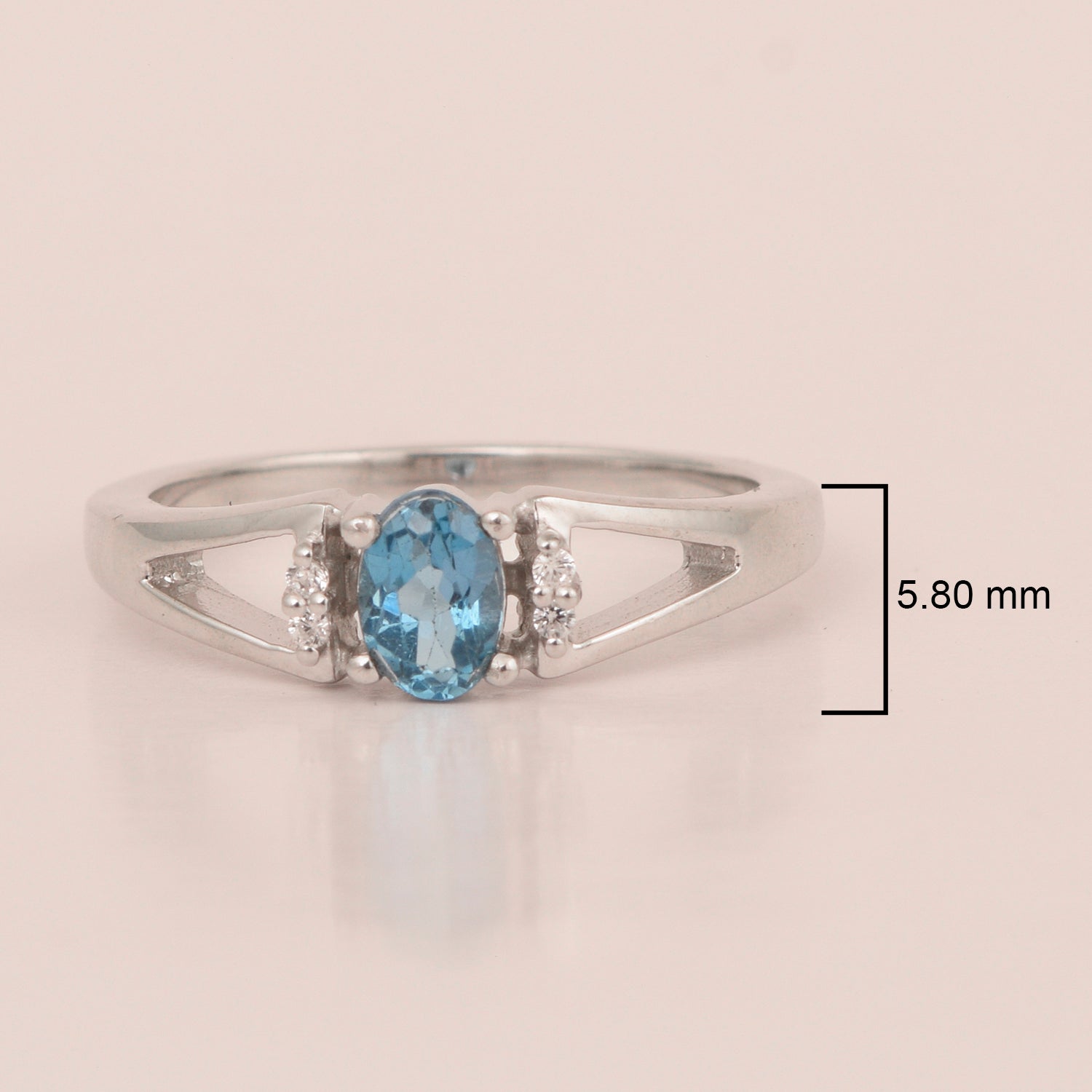Classic Oval 6X4 MM Swiss Blue Topaz Solitaire Engagement 925 Sterling Silver Rings for Women - Kimaya INC