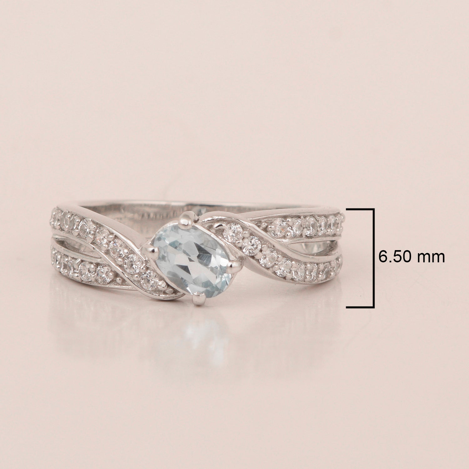 Sterling Silver Genuine Oval Aquamarine 1.20 Ctw Women Cluster Ring - Kimaya INC