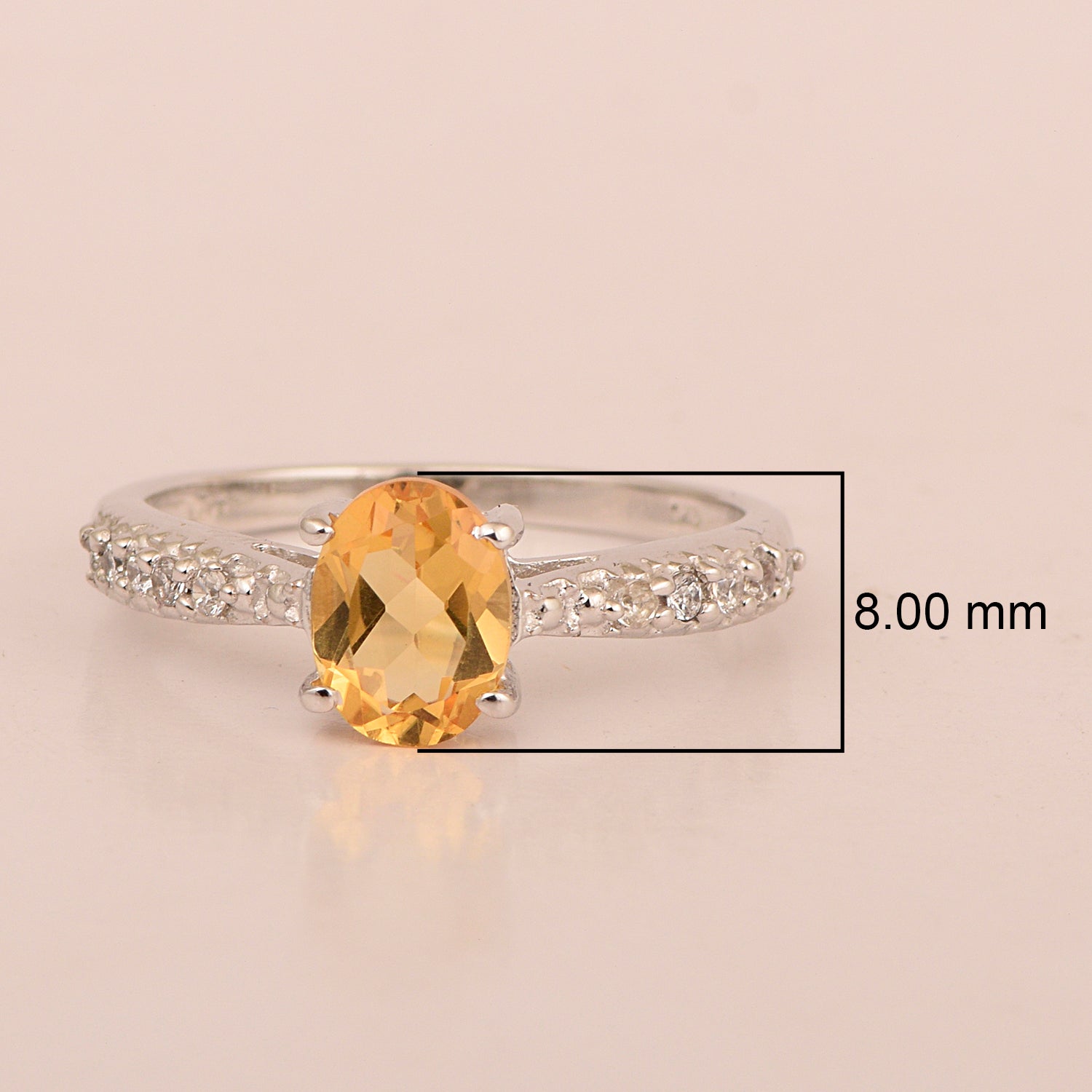 Solitaire Oval Cut 1.5 Ctw Citrine & White Accents 925 Sterling Silver Women Wedding Ring - Kimaya INC