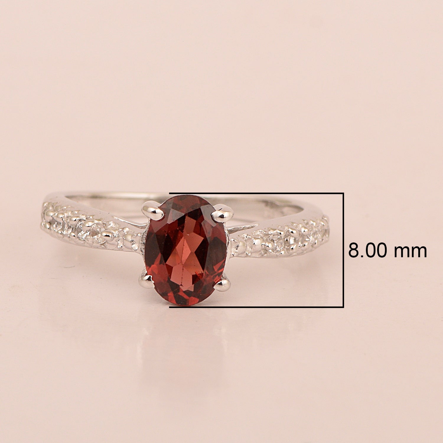 Solitaire Oval Cut 1.5 Ctw Garnet & White Accents 925 Sterling Silver Women Wedding Ring - Kimaya INC