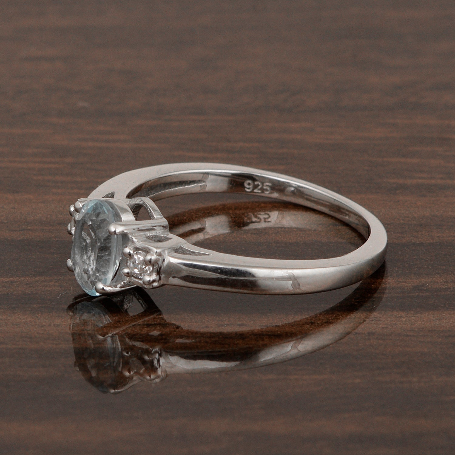 Aquamarine Oval 7X5 MM Gemstone 925 Sterling Silver 3-Stone Proposal Ring - Kimaya INC