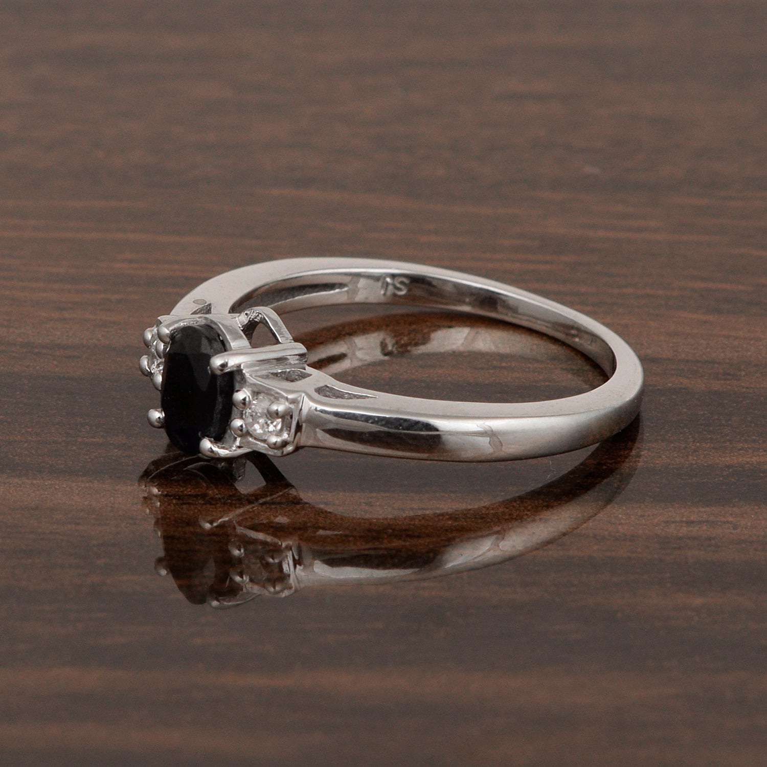 Blue Sapphire Oval 7X5 MM Gemstone 925 Sterling Silver 3-Stone Proposal Ring - Kimaya INC