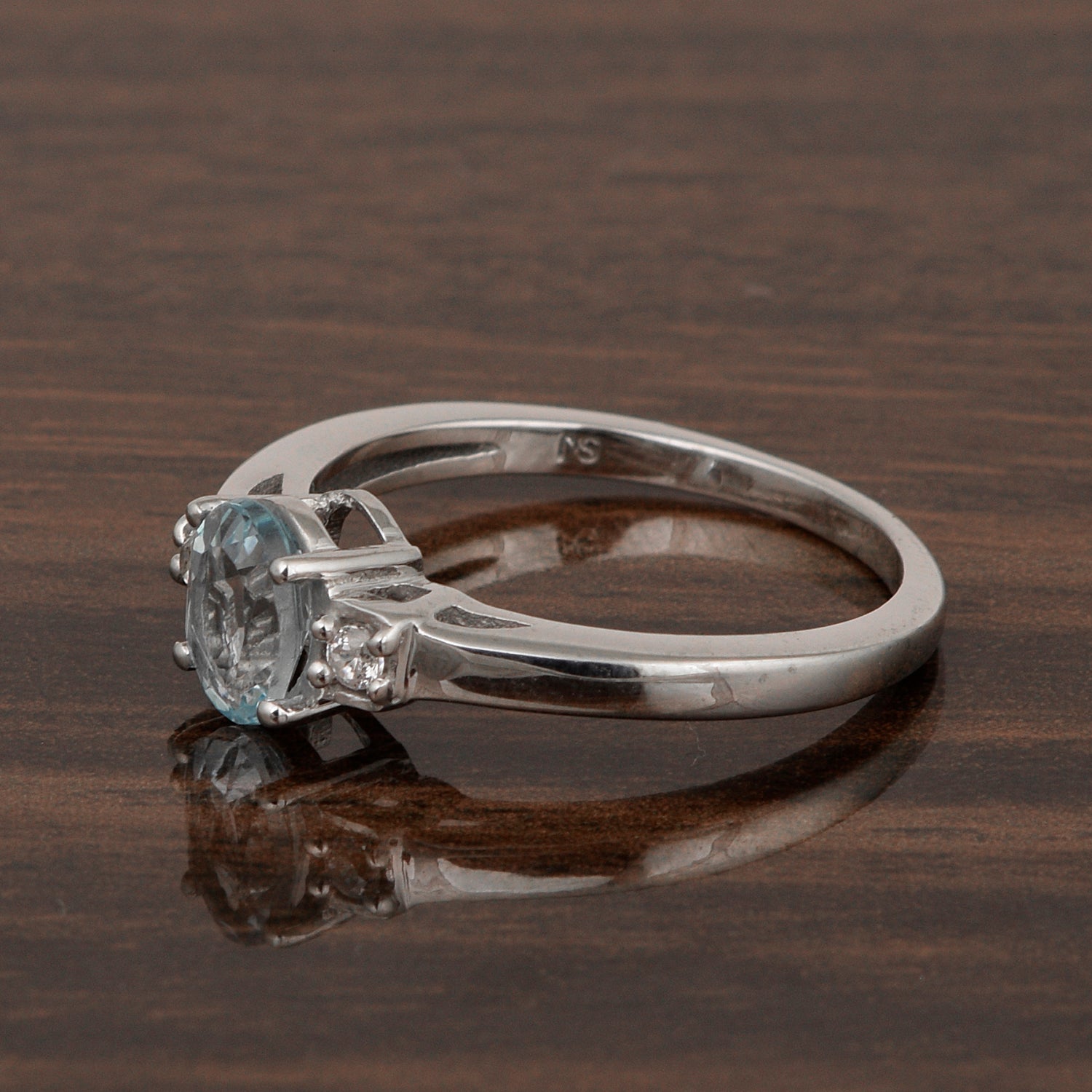 Swiss Blue Topaz Oval 7X5 MM Gemstone 925 Sterling Silver 3-Stone Proposal Ring - Kimaya INC