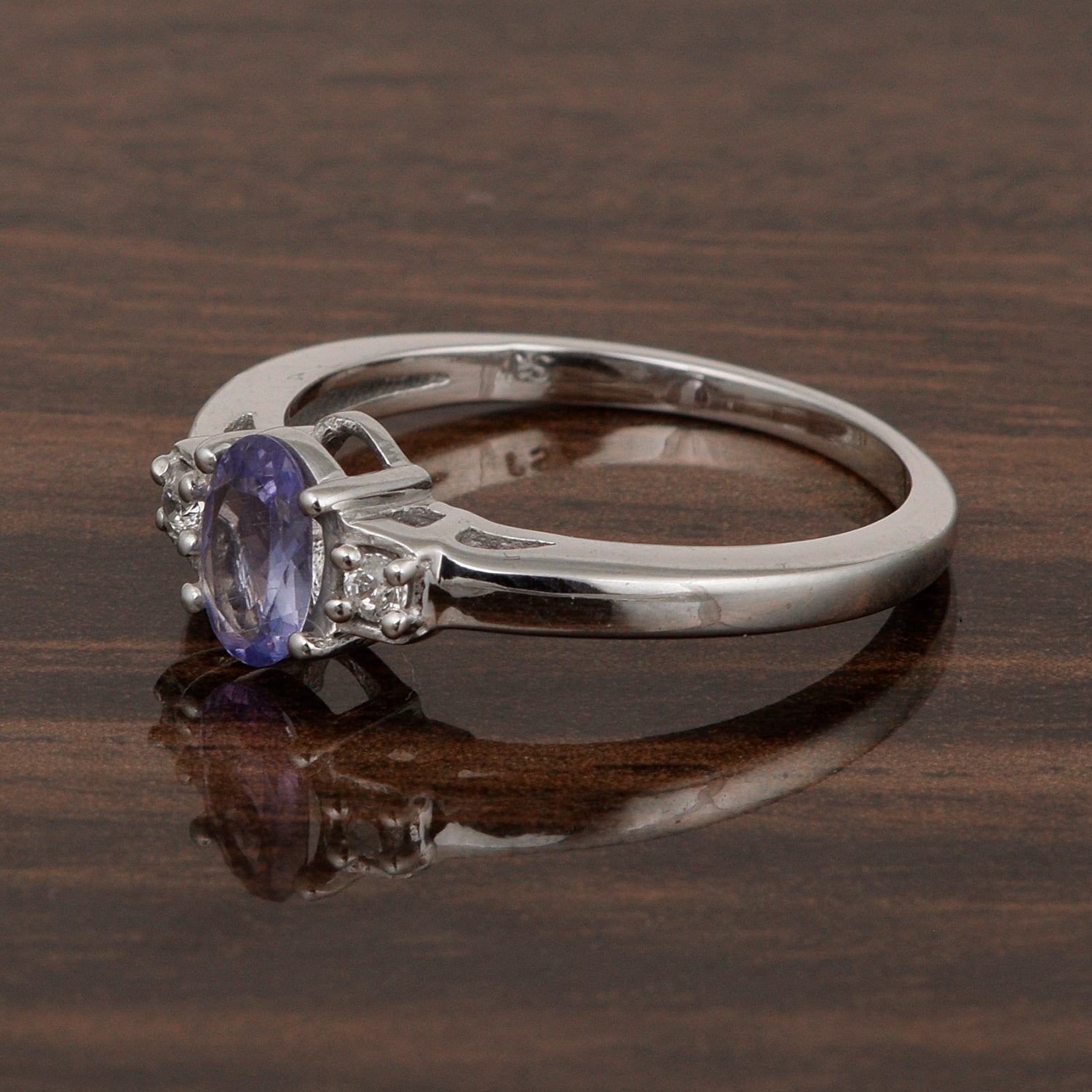 Tanzanite Oval 7X5 MM Gemstone 925 Sterling Silver 3-Stone Proposal Ring - Kimaya INC