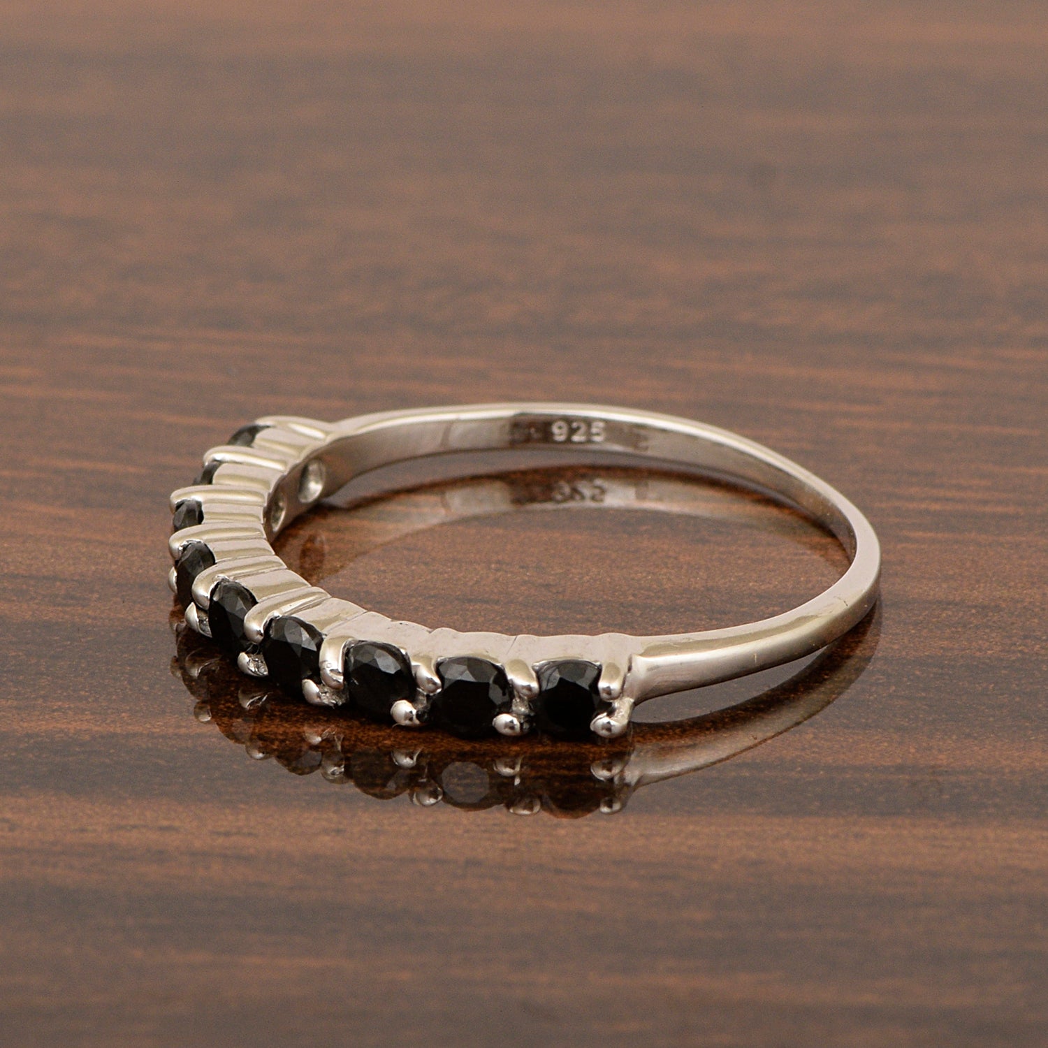 925 Sterling Silver Round Cut 0.46 Ctw Black Spinel Women Engagement Ring - Kimaya INC